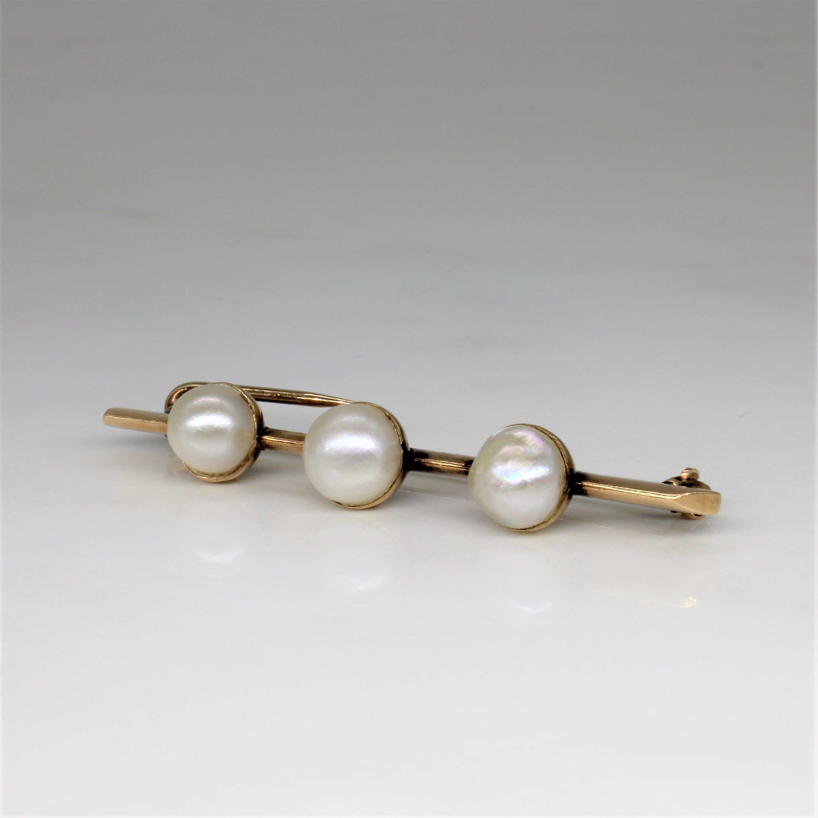 Three Pearl Bar Brooch |