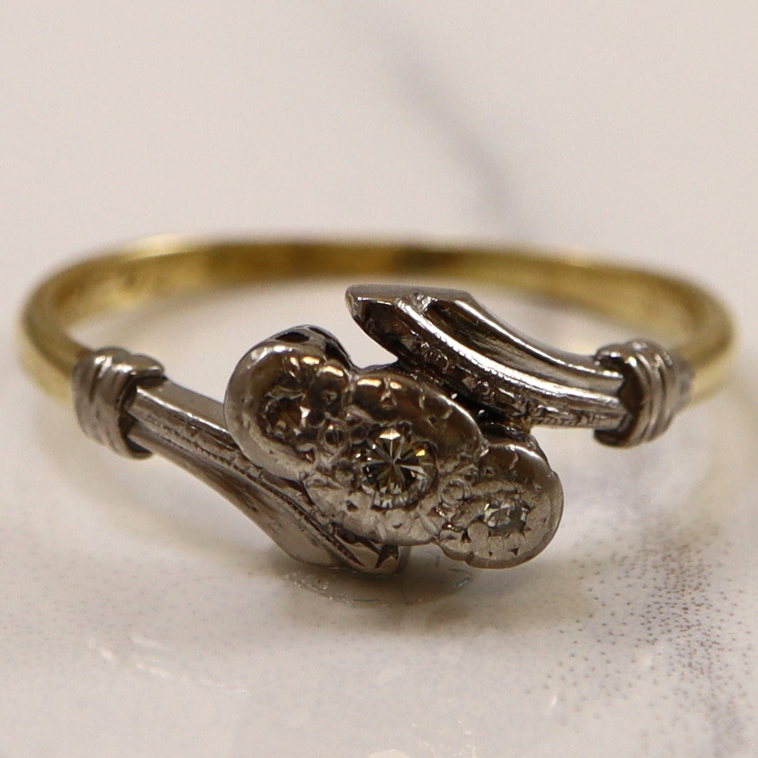1950s Diamond Bypass Ring | 0.09ctw | SZ 8 |