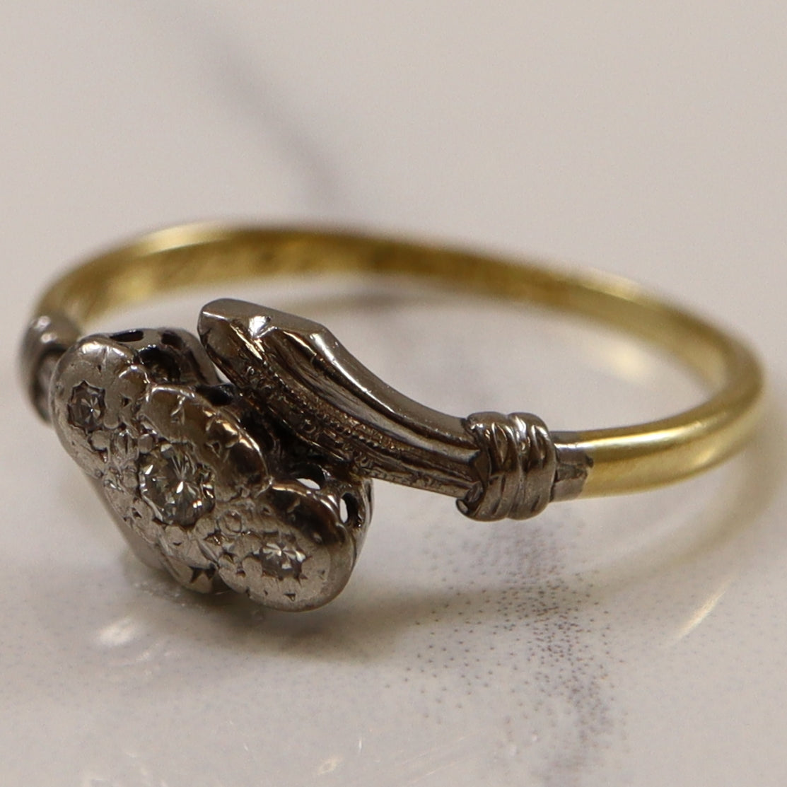 1950s Diamond Bypass Ring | 0.09ctw | SZ 8 |