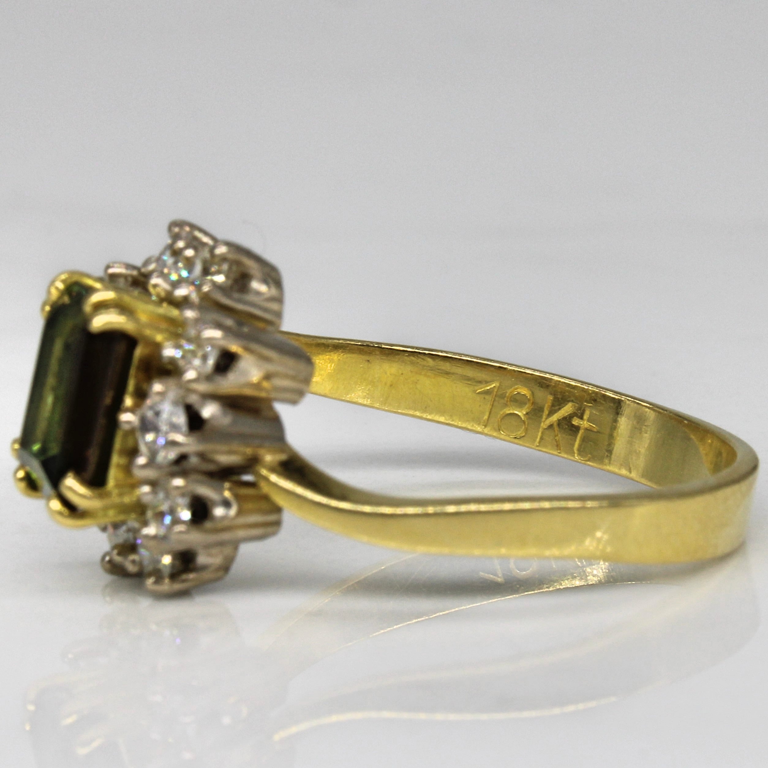 Bague cocktail halo saphir vert et diamants | 1,45 ct, 0,50 ct au total | Taille 9 |