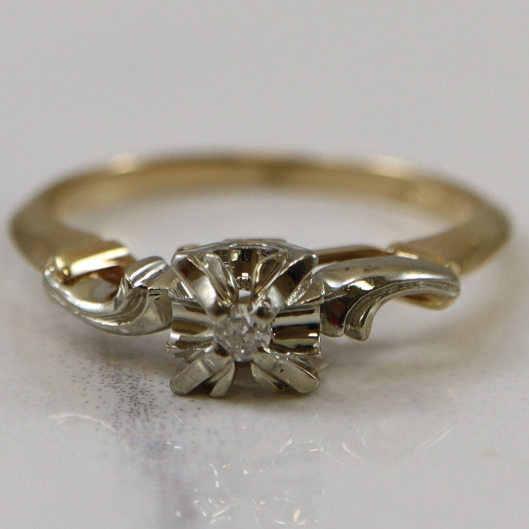 Bague solitaire rétro en diamant | 0,02 ct | Taille 5,25 |
