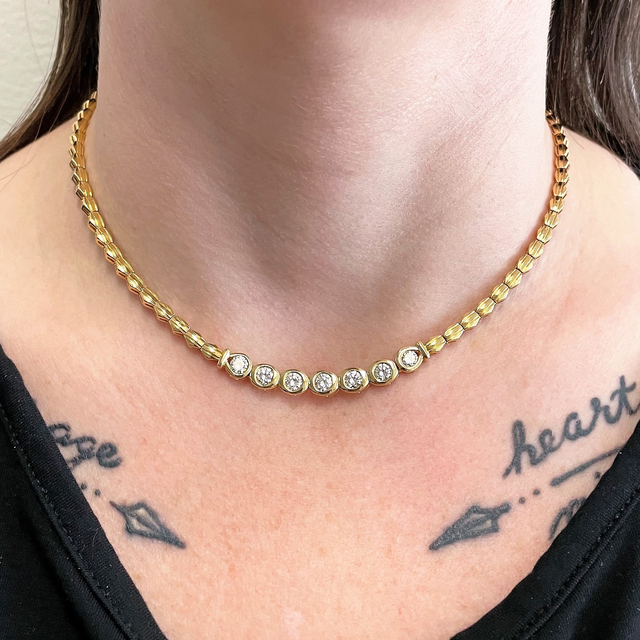 Bezel Set Diamond Collar Necklace | 15" |