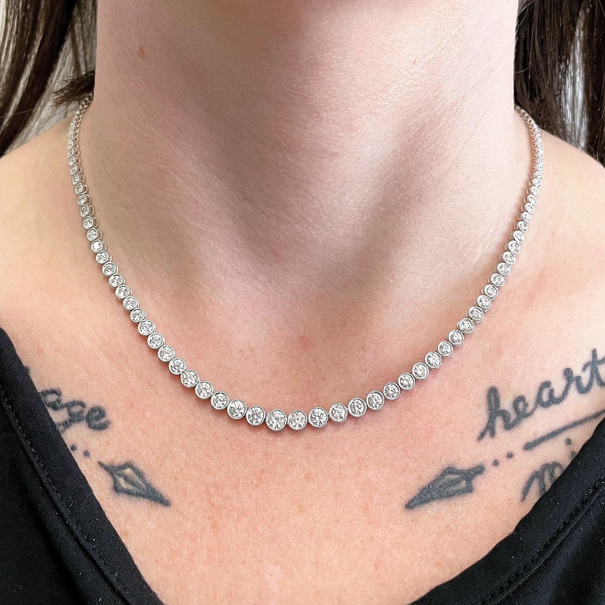 Bezel Set Graduated Diamond Necklace | 5.89ctw | 16" |