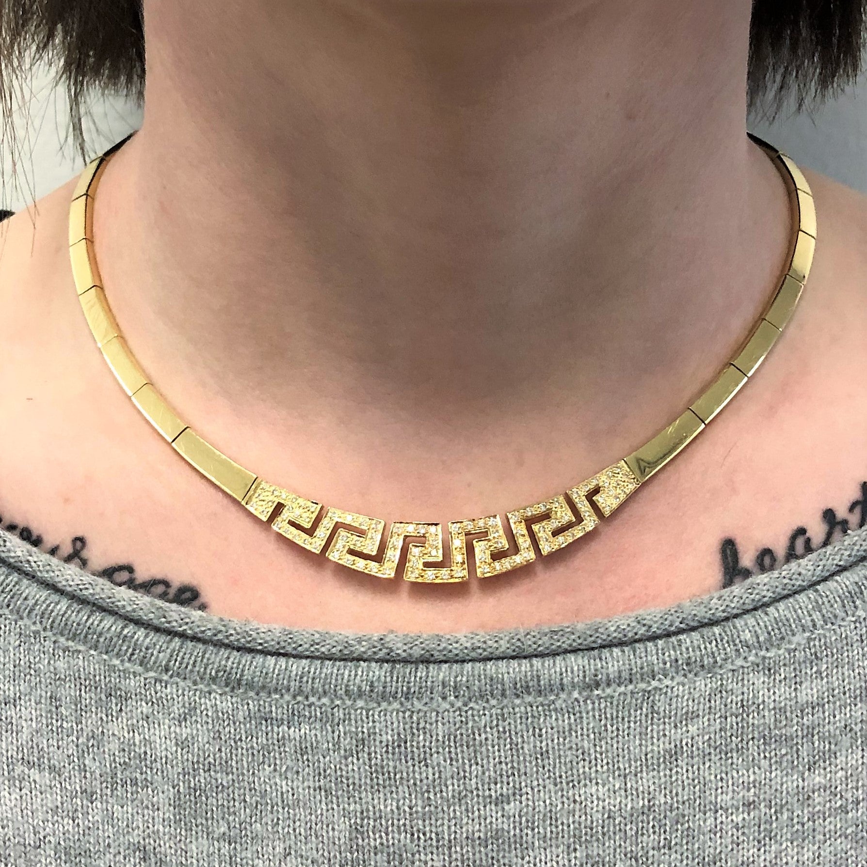 Geometric Diamond Collar 18k Gold Necklace | 0.95ctw | 17" |