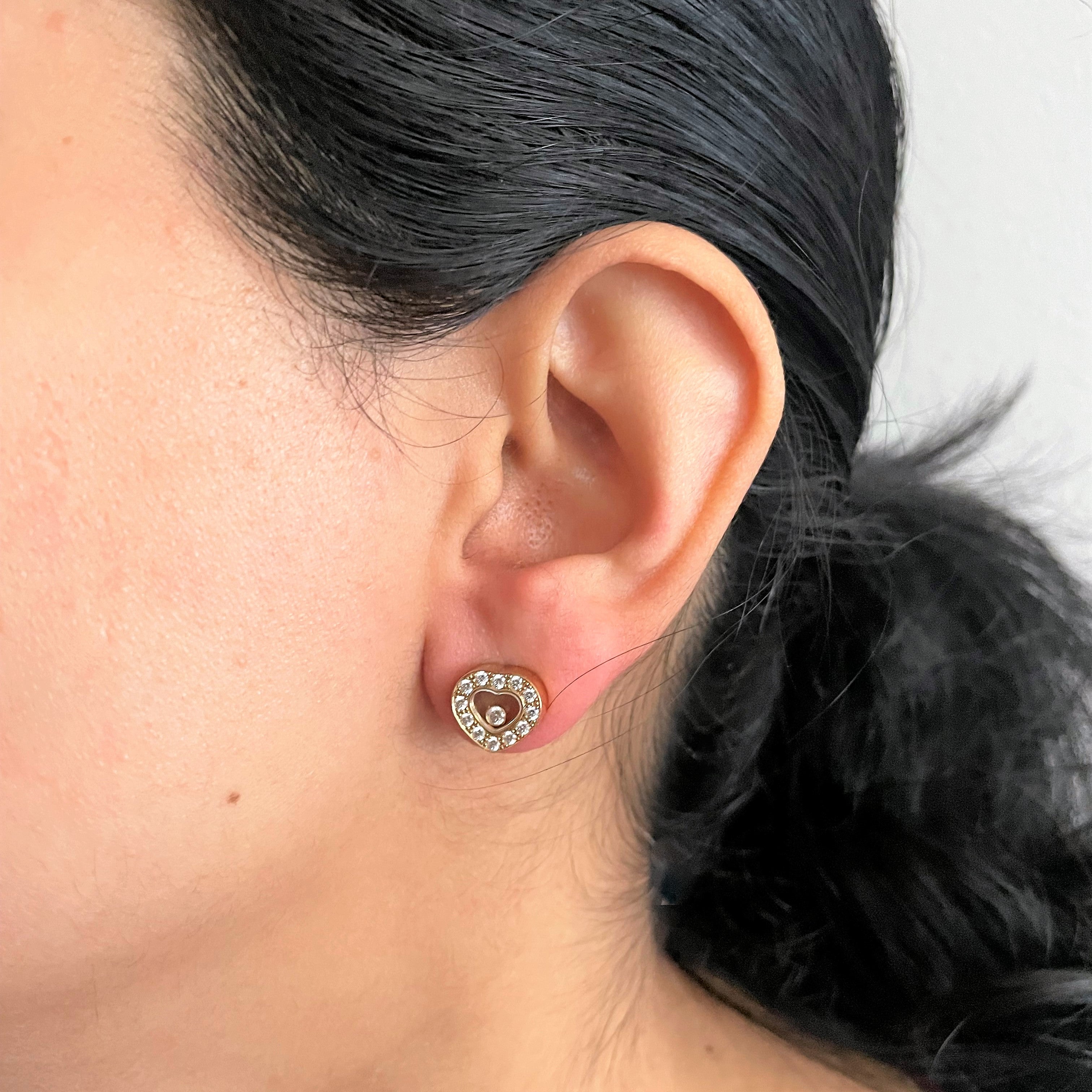 Chopard' Diamond Heart Stud Earrings | 0.38ctw |