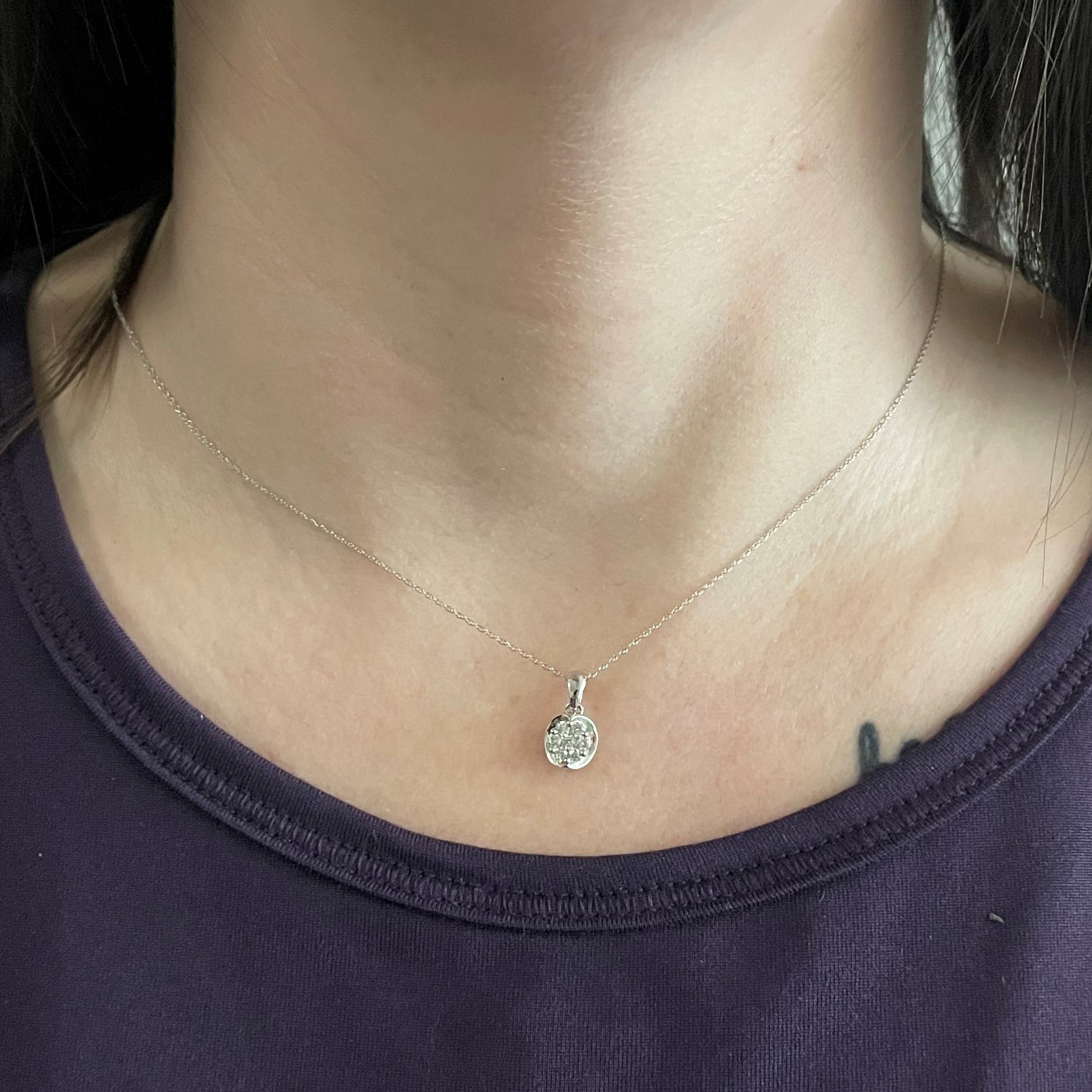 Cluster Diamond Pendant Necklace | 0.17ctw| 18"|