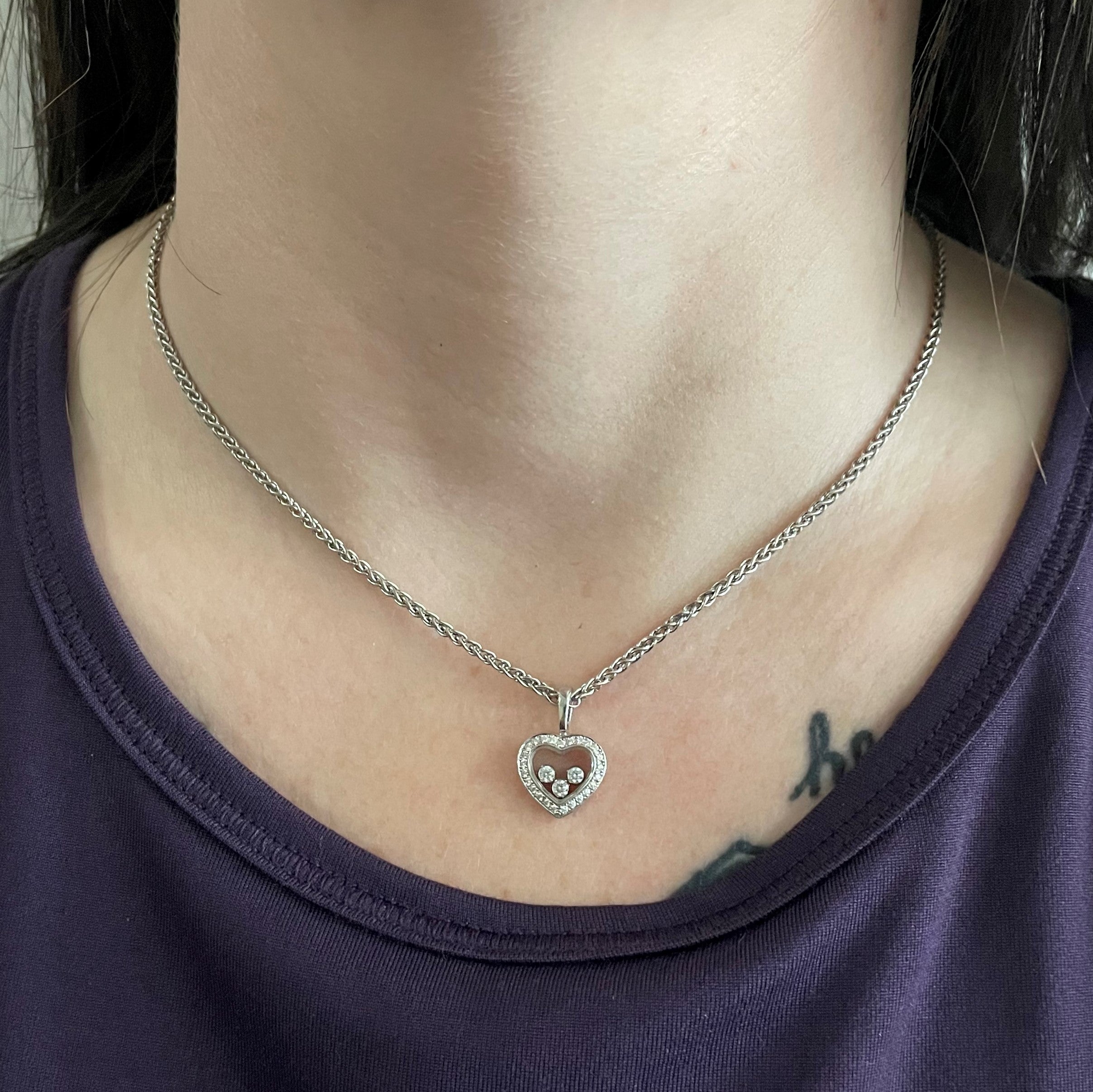 Chopard' Moving Diamonds Heart Pendant Necklace | 0.35ctw | 16"|