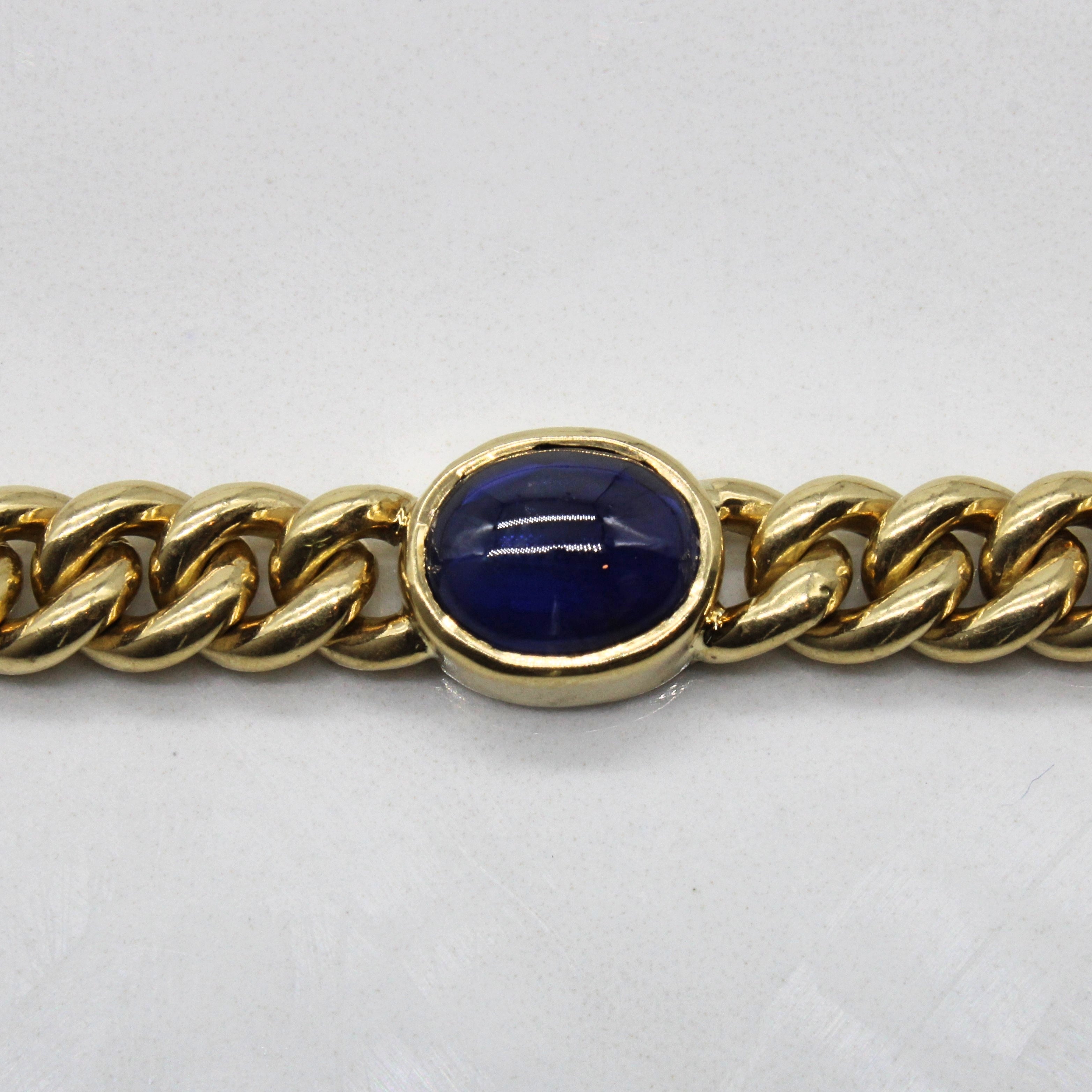 Sapphire Cabochon Cuban Link Necklace | 7.70ctw | 17" |