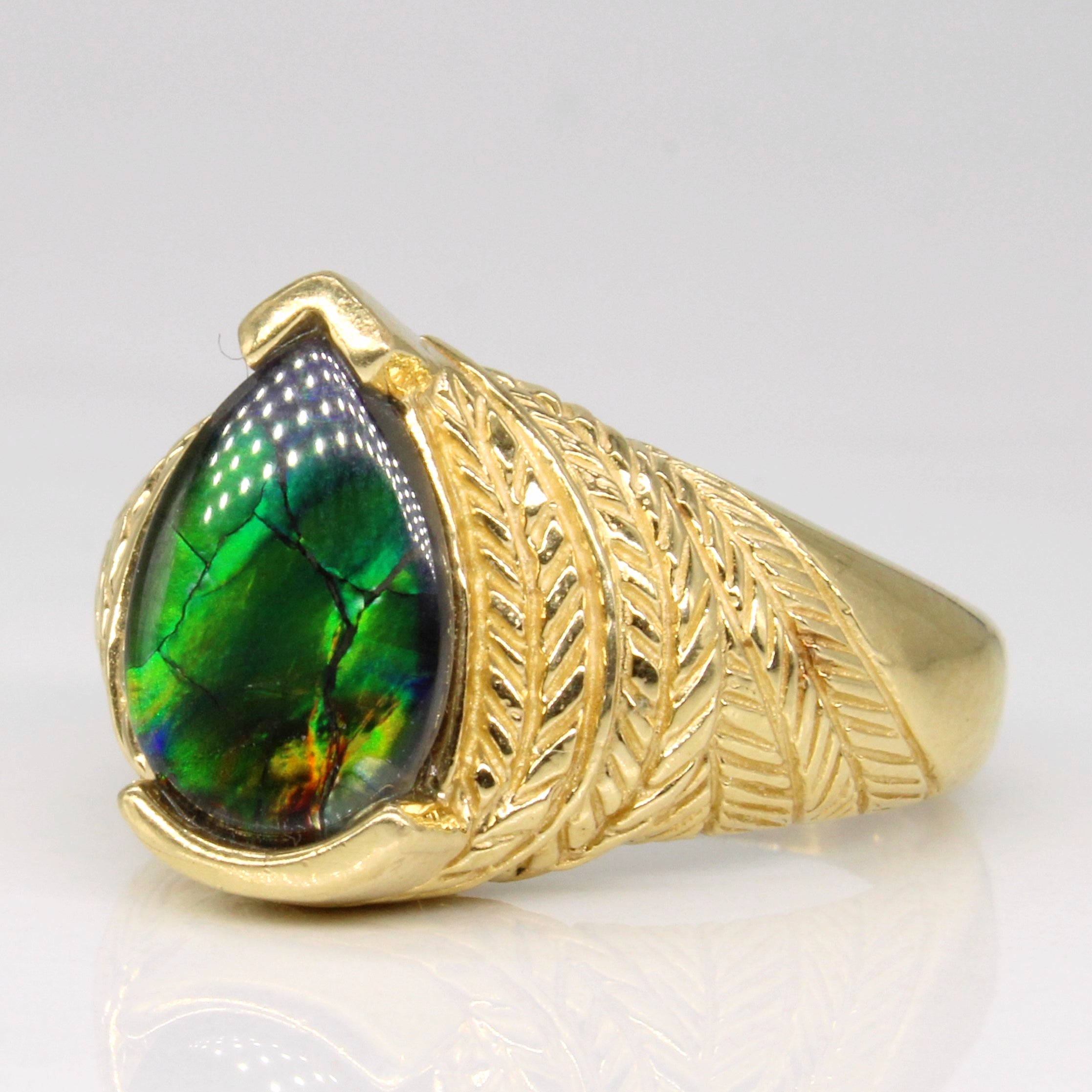 Pear Shaped Ammolite Cocktail Ring | 1.25ct | SZ 7.25 |