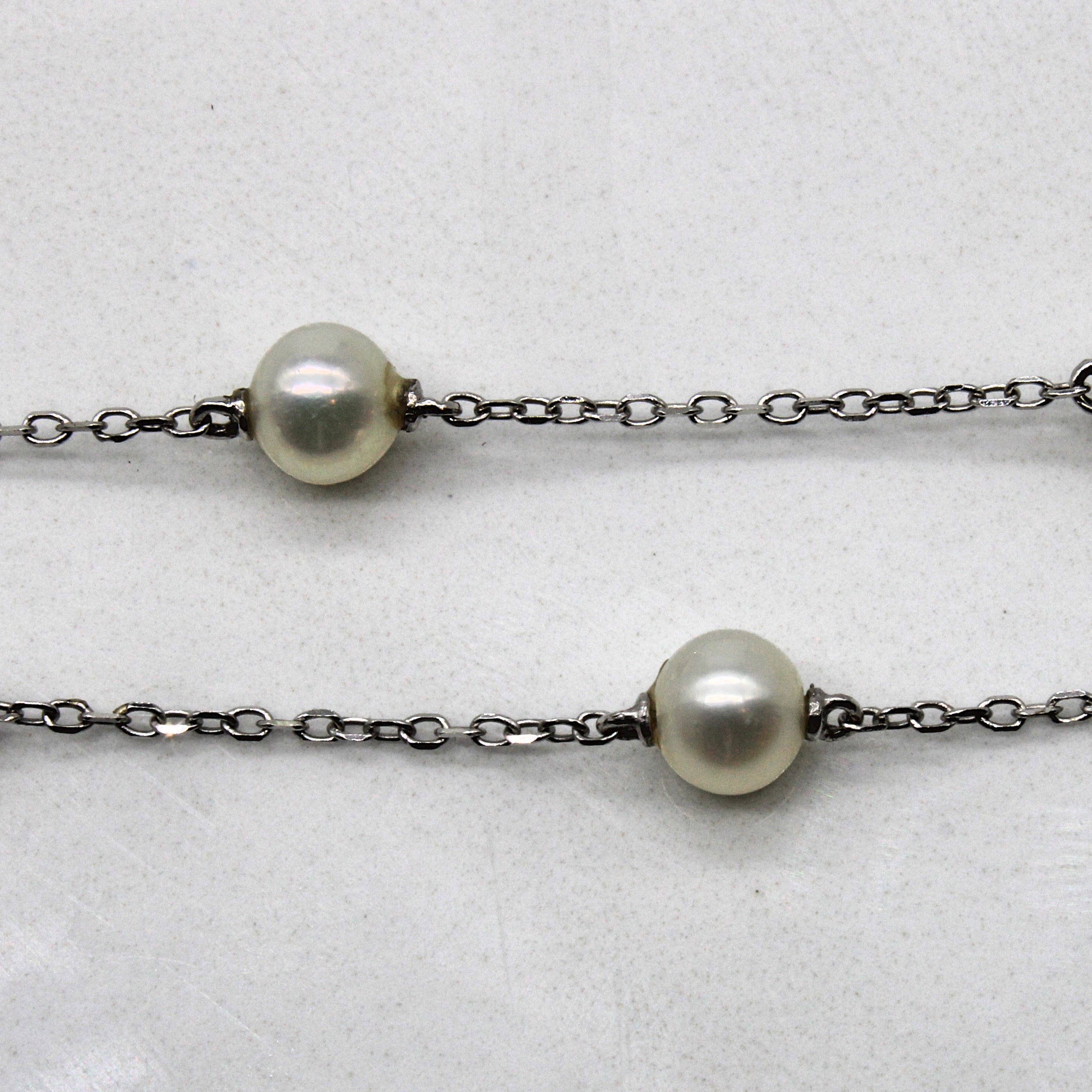 Pearl & Diamond Drop Necklace | 0.03ctw | 17" |