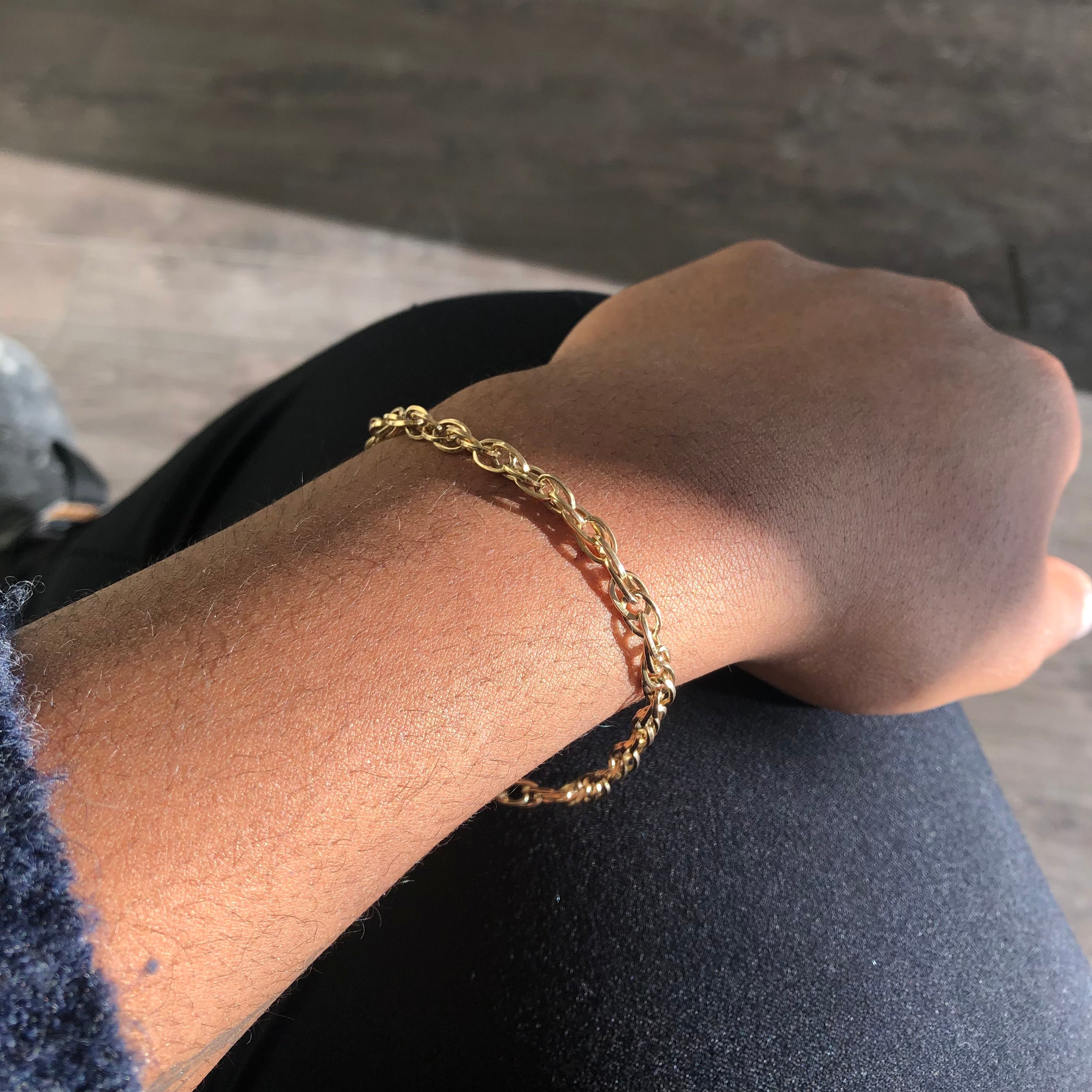 14k Yellow Gold Double Link Cable Chain Bracelet | 8.5" |