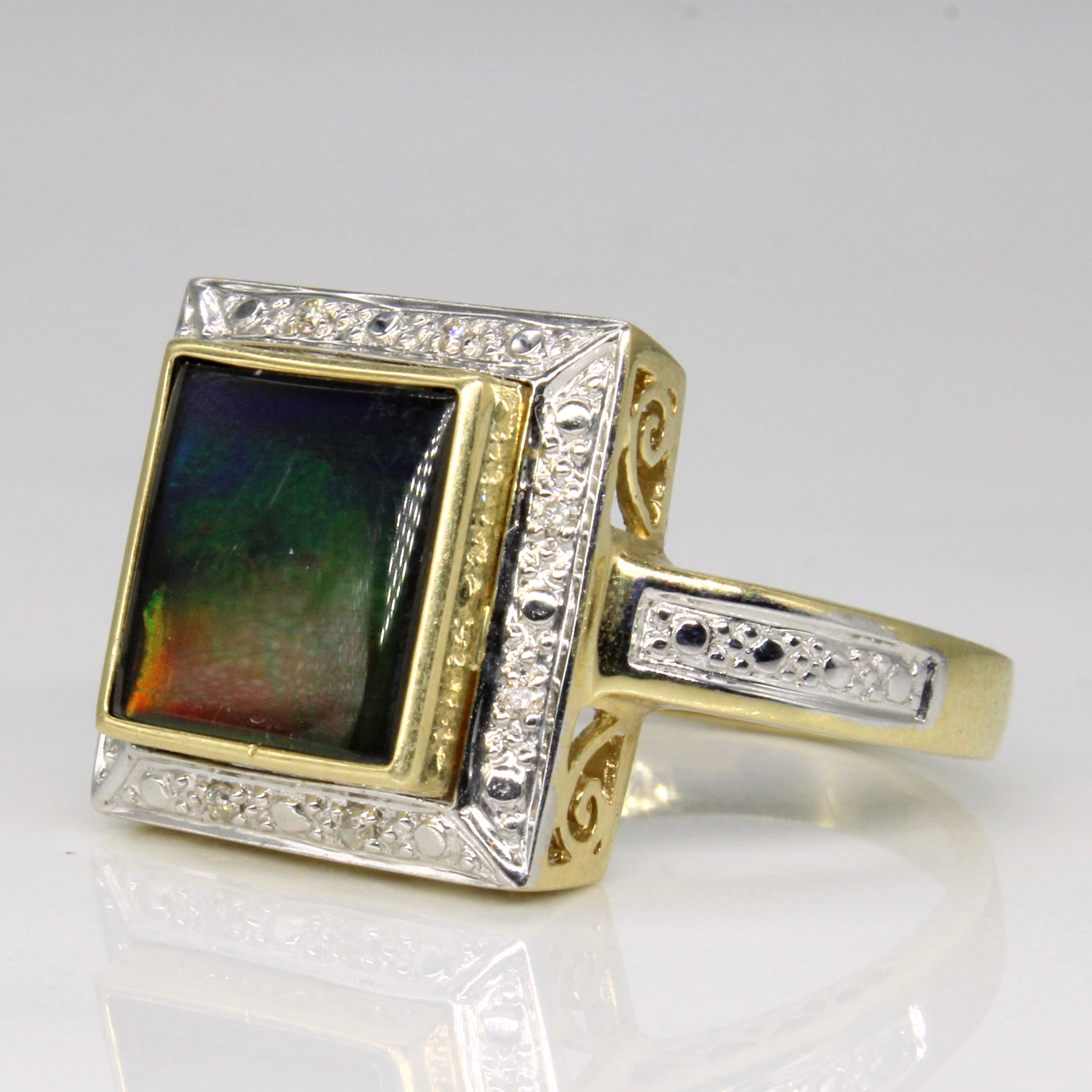 Ammolite & Diamond Cocktail Ring | 1.60ct, 0.04ctw | SZ 11 |