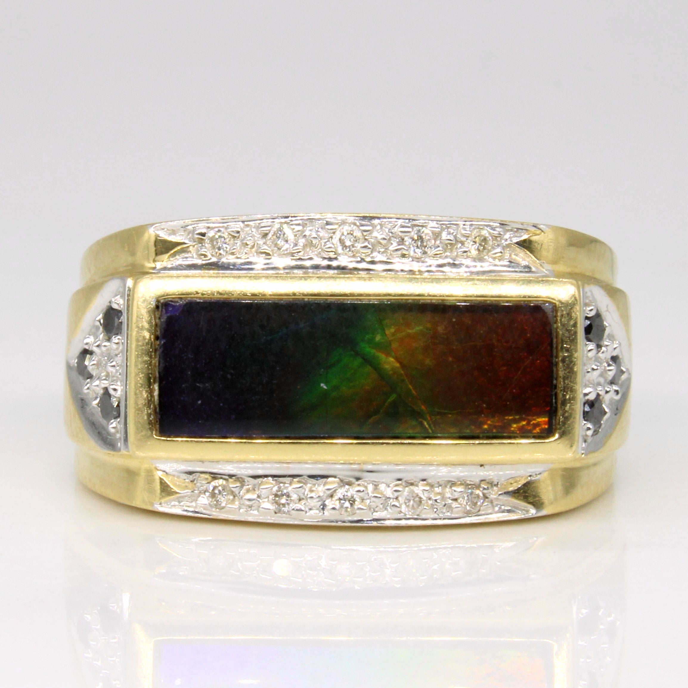 Ammolite & Diamond Cocktail Ring | 1.00ct, 0.11ctw | SZ 9 |