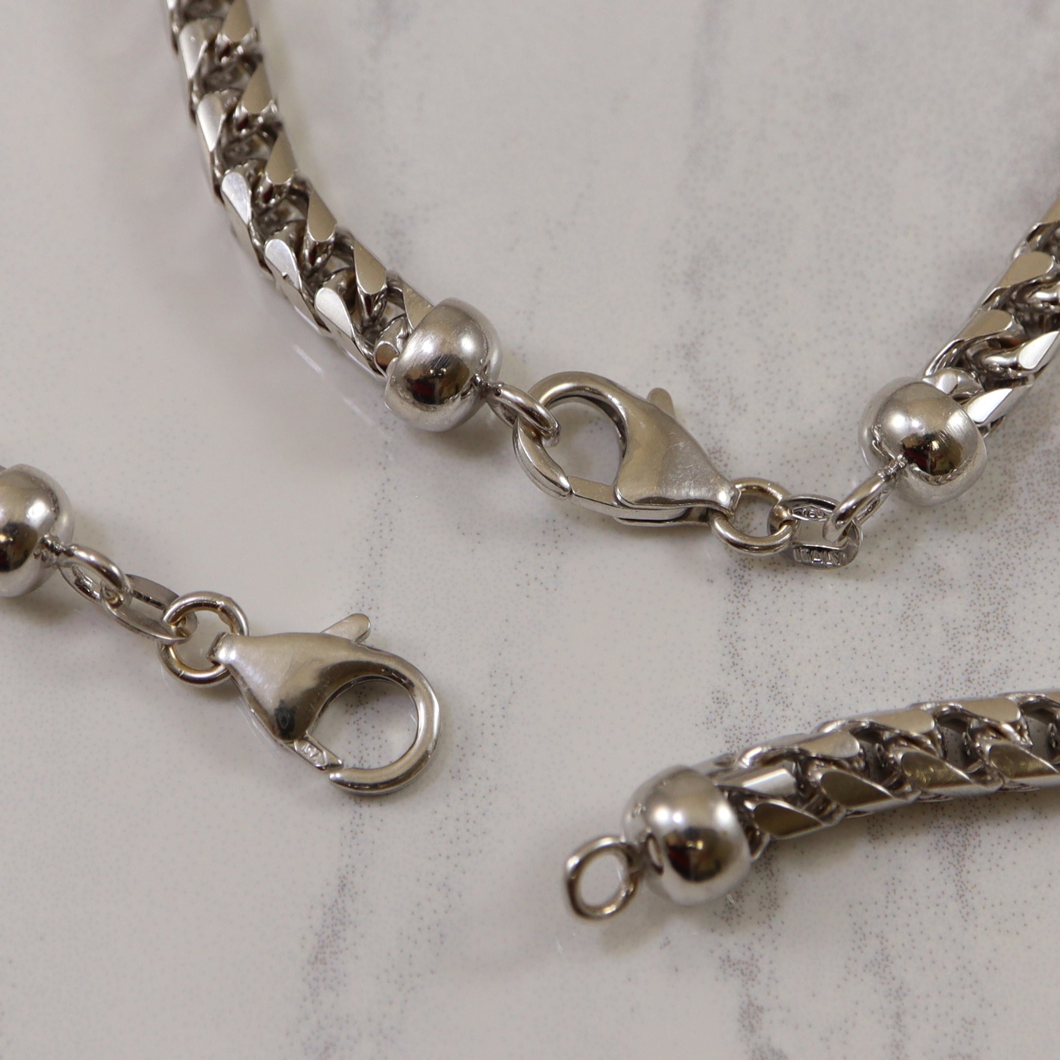 18k White Gold Wheat Chain & Bracelet Set |