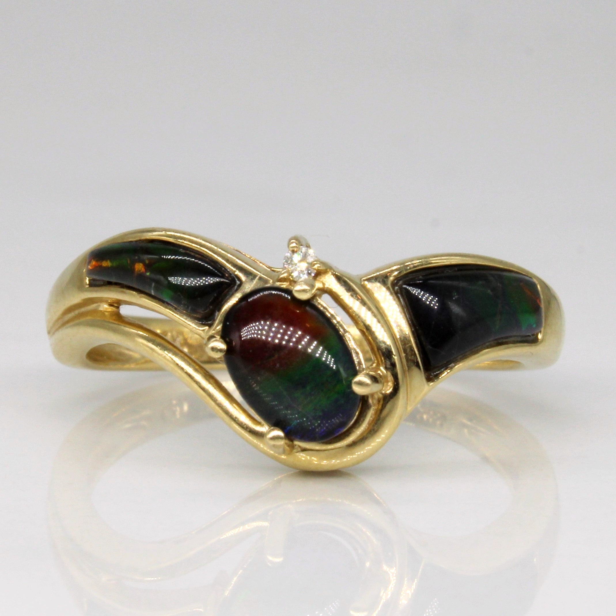 Ammolite & Diamond Waterfall Ring | 1.45ctw, 0.01ct | SZ 8.25 |