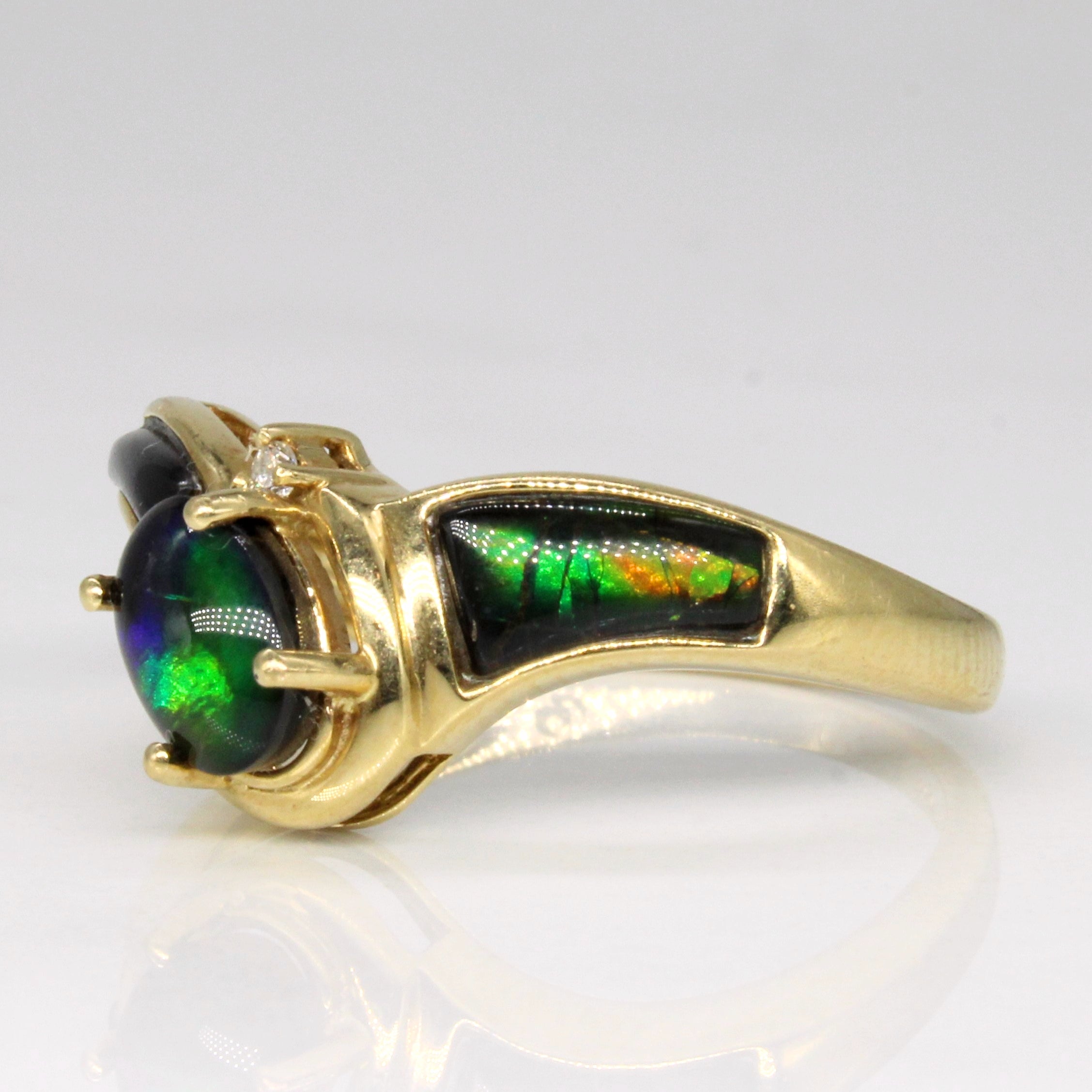 Ammolite & Diamond Contour Ring | 0.87ct, 0.01ct | SZ 8 |