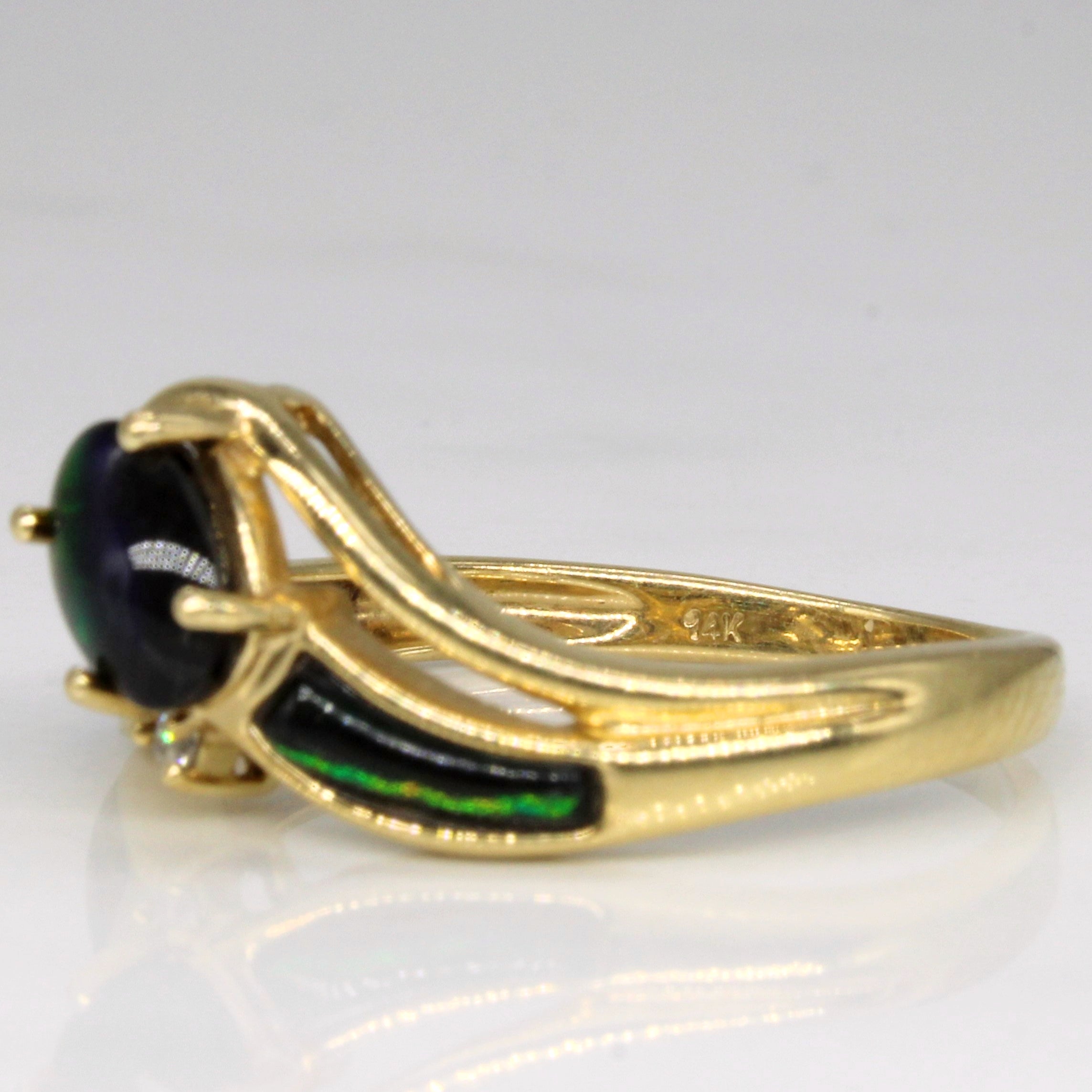 Ammolite & Diamond Contour Ring | 0.87ct, 0.01ct | SZ 8 |