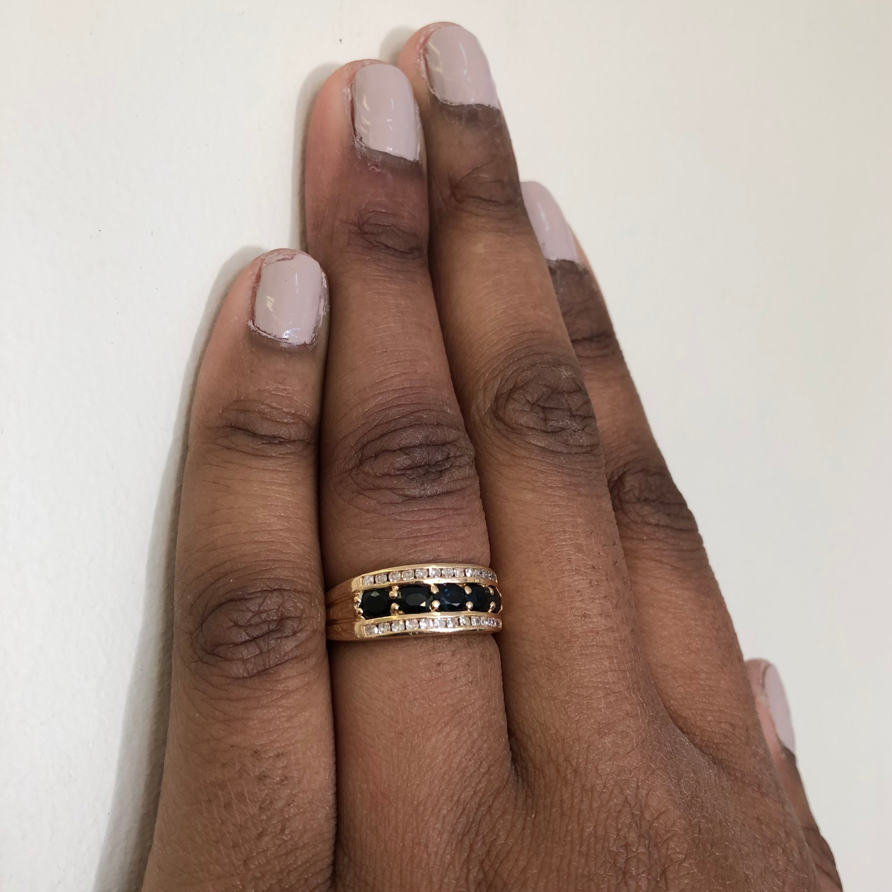 Diamond & Sapphire Tapered Band | 1.20ctw, 0.23ctw | SZ 6 |