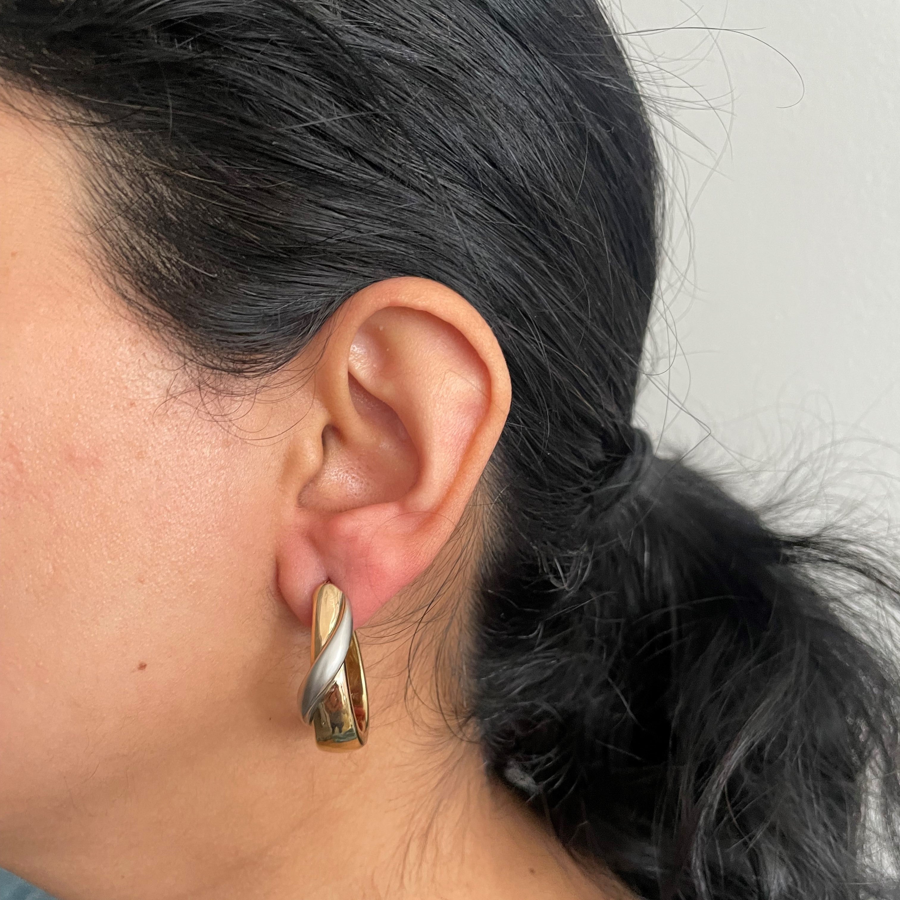 Two Tone Gold Hoop Earrings |