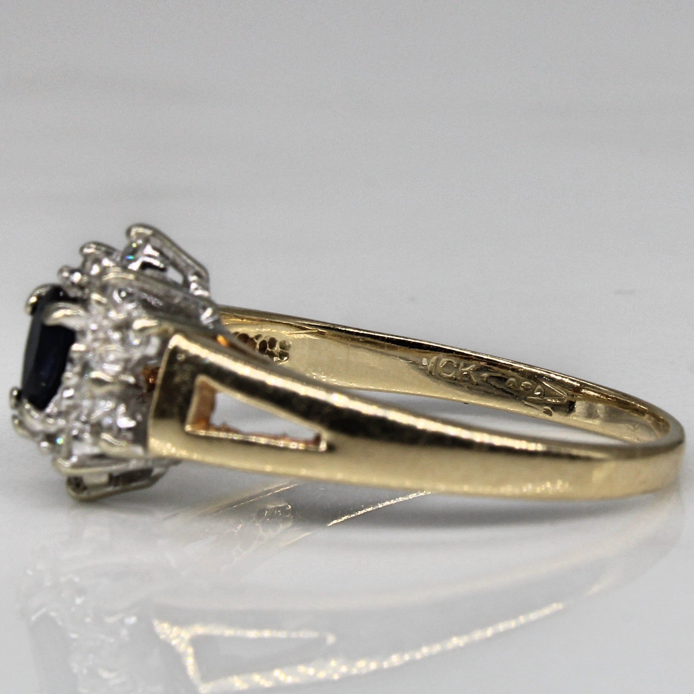 Pear Cut Sapphire & Diamond Ring | 0.12ct, 0.07ctw | SZ 6.25 |