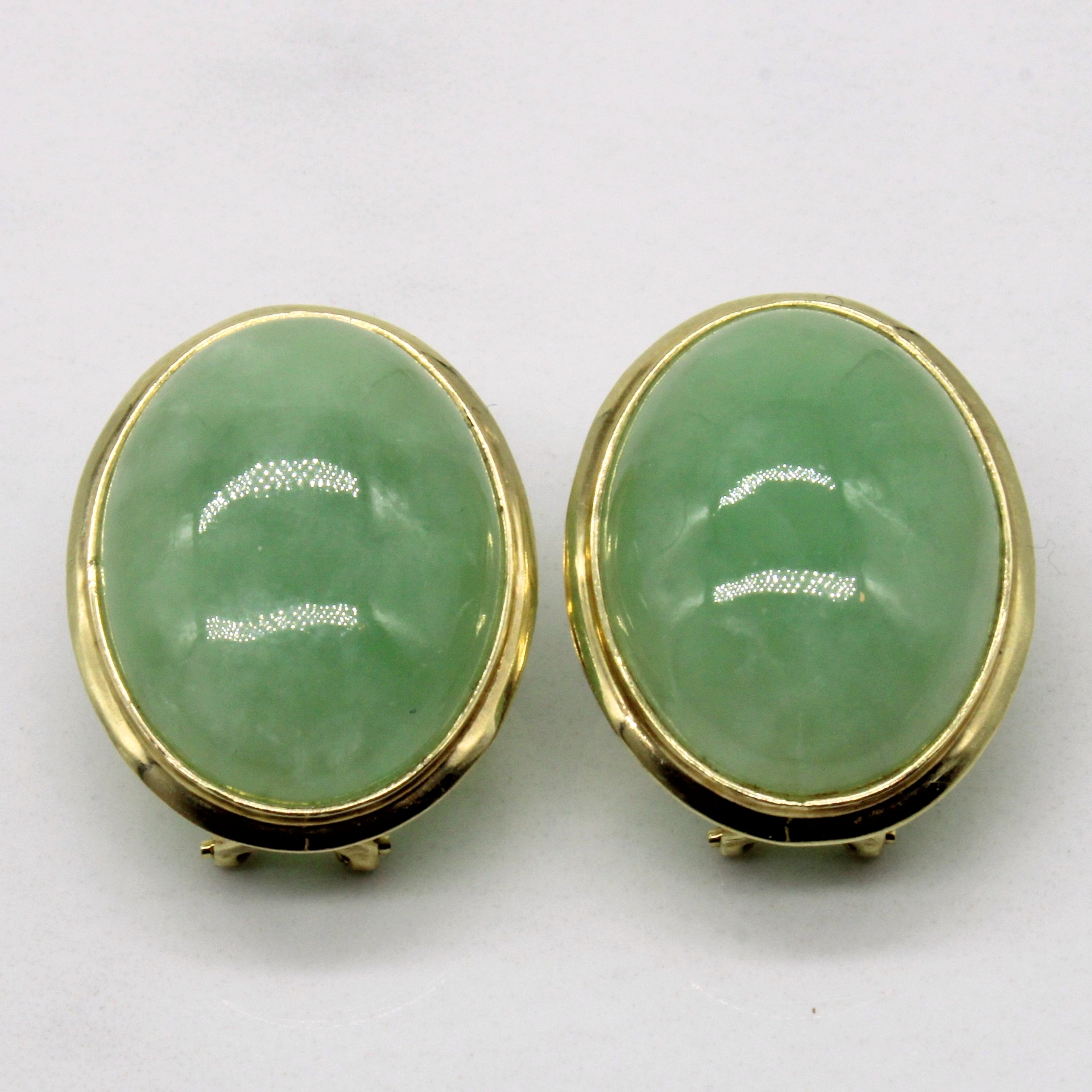 Jadeite Cabochon 14k Earrings | 27.60ctw |