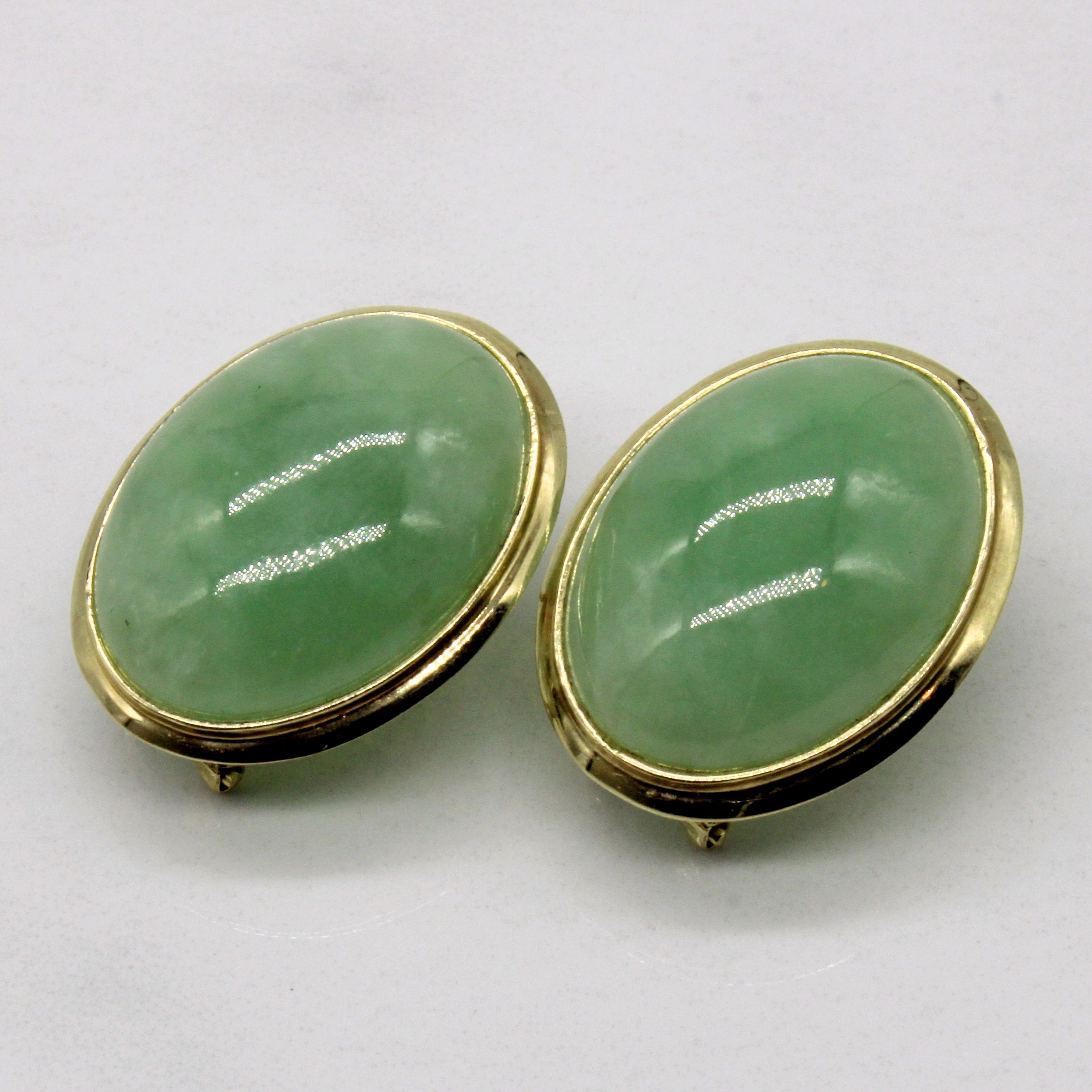 Jadeite Cabochon 14k Earrings | 27.60ctw |