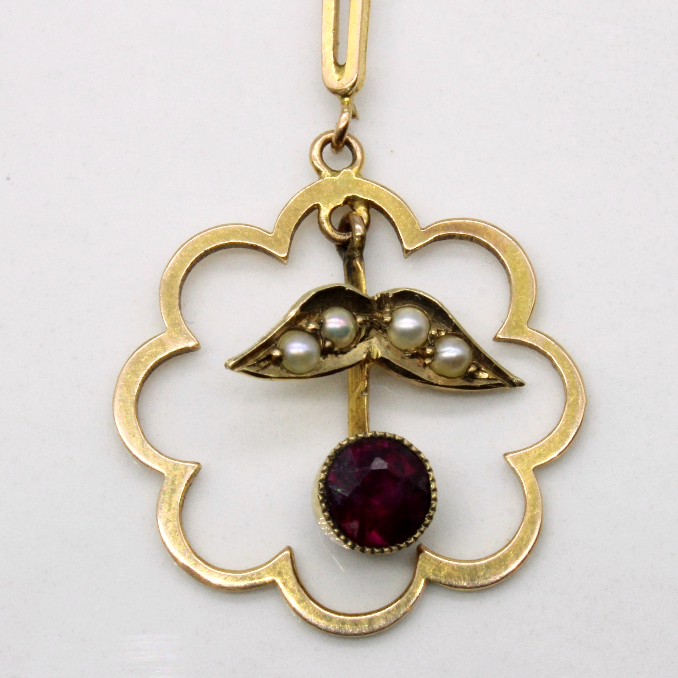 Garnet & Pearl Dop Pendant Necklace | 1.00ctw | 17" |