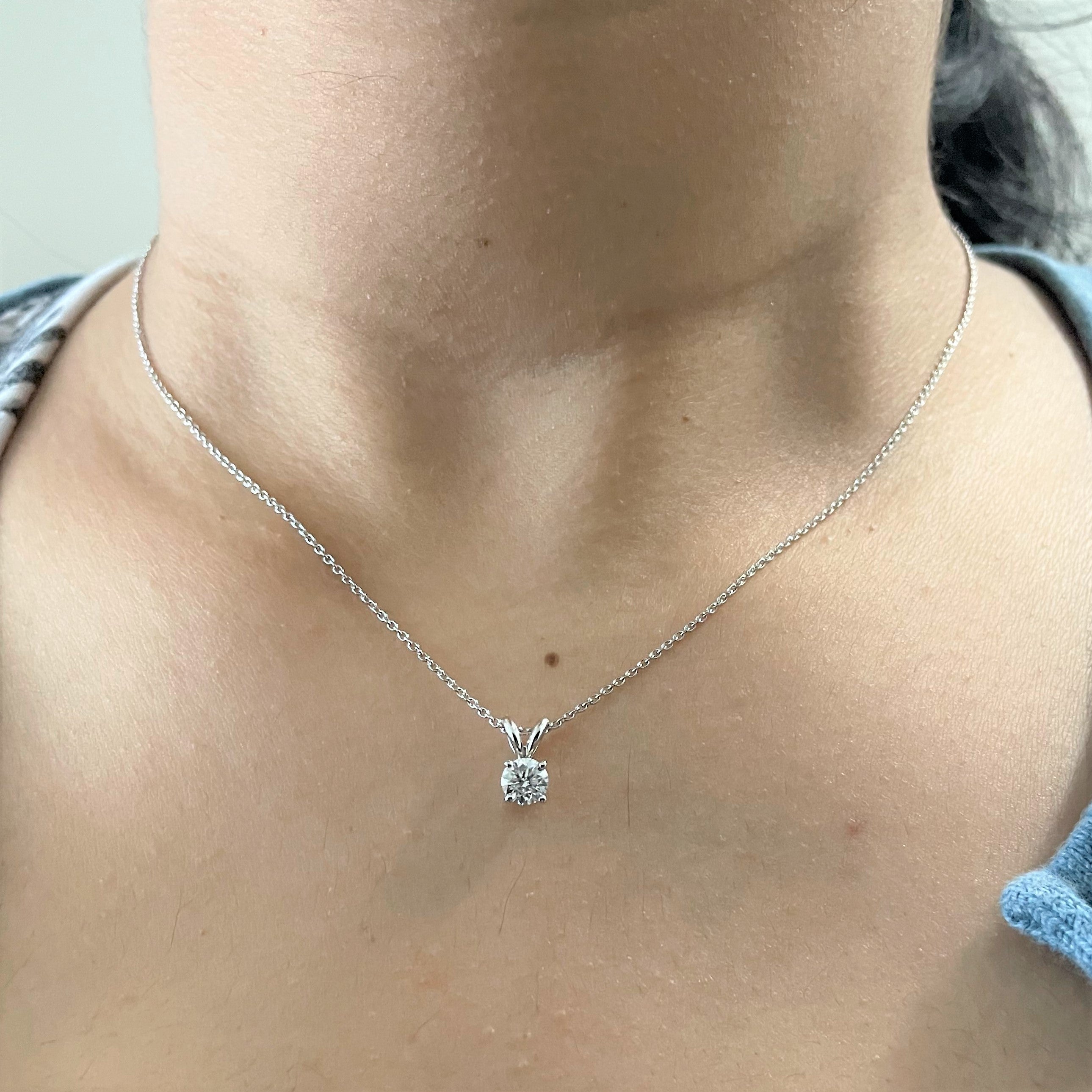 Solitaire Diamond Pendant Necklace | 0.46ct | 18" |