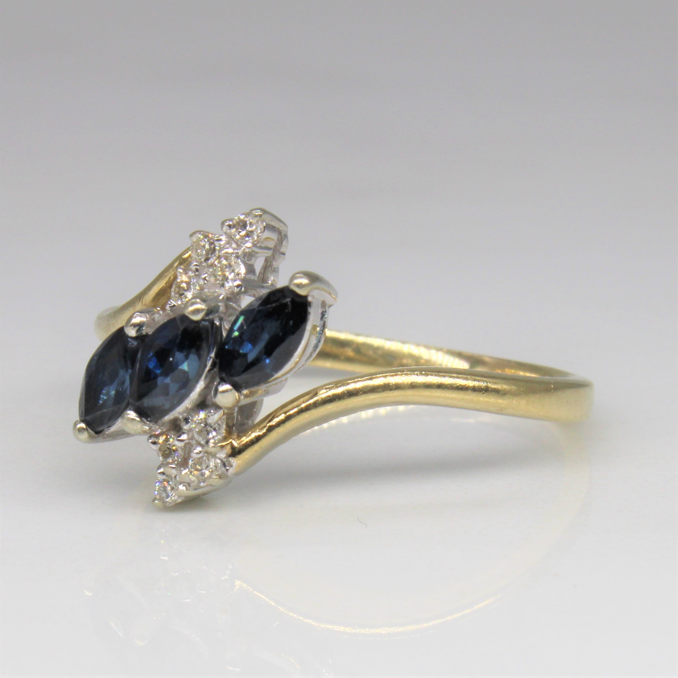 Marquise Sapphire & Diamond Bypass Ring | 0.50ctw, 0.08ctw | SZ 7.5 |