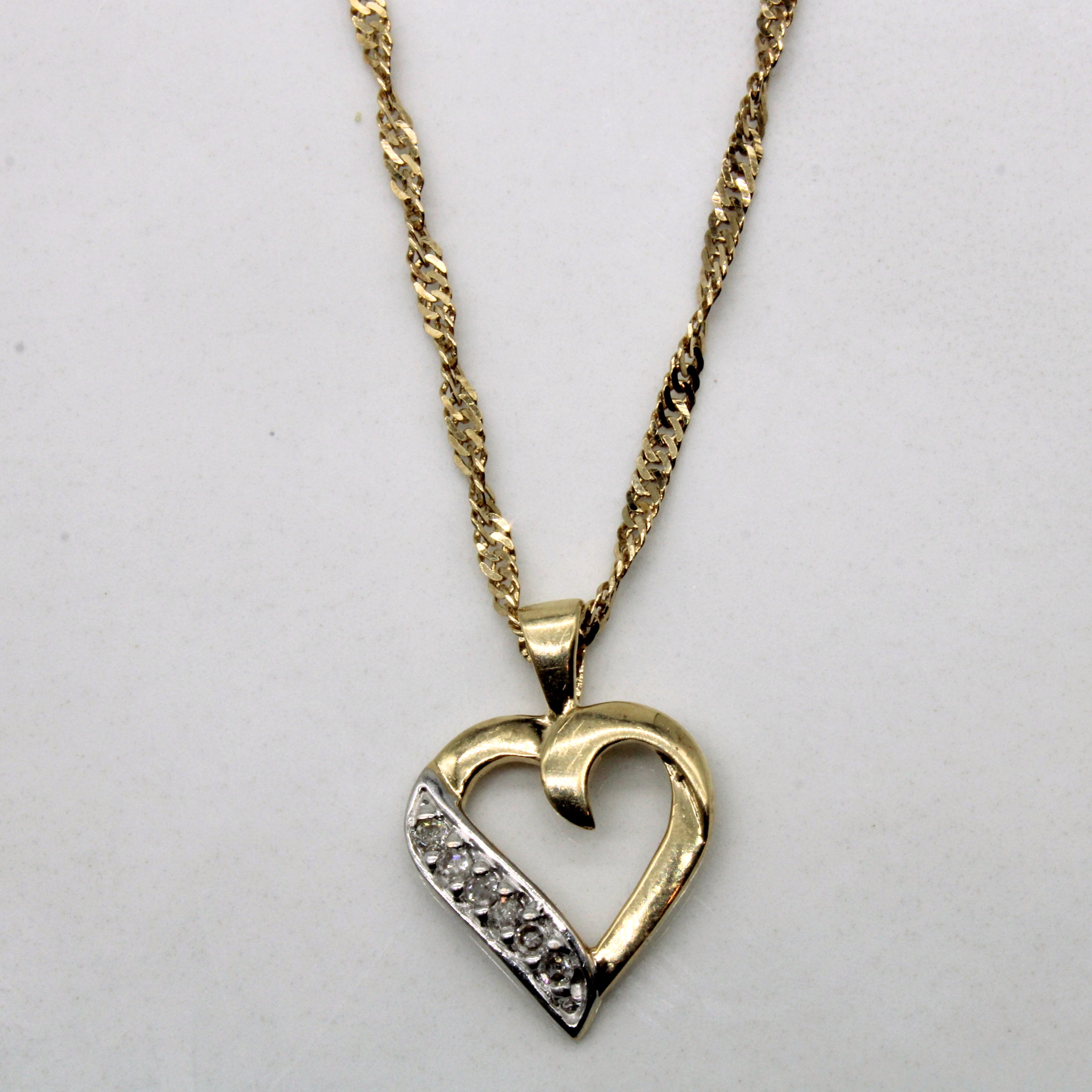 Diamond Heart Shaped Necklace | 0.04ctw | 18" |