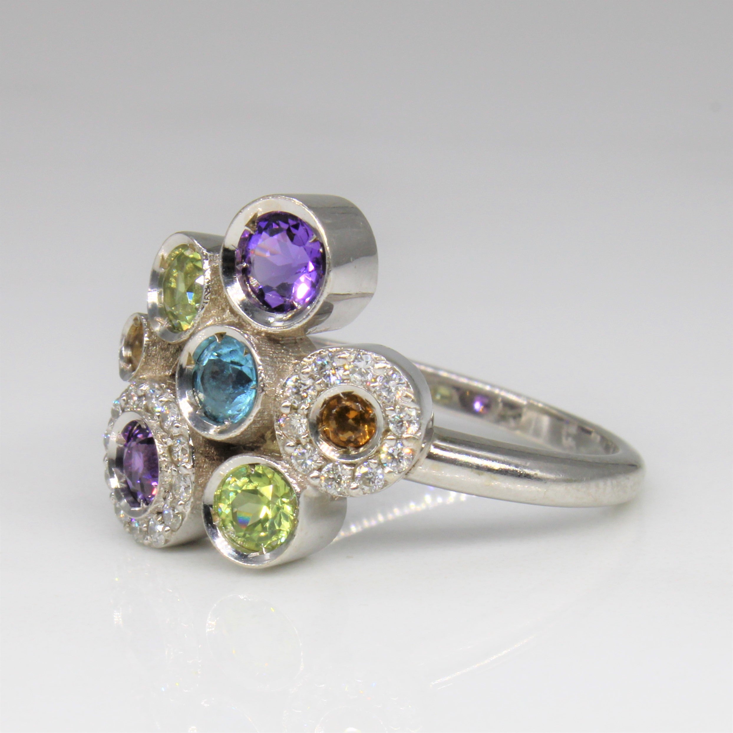 Multi Gem Bubble Cocktail Ring | 0.78ctw, 0.22ctw | SZ 6.75 |