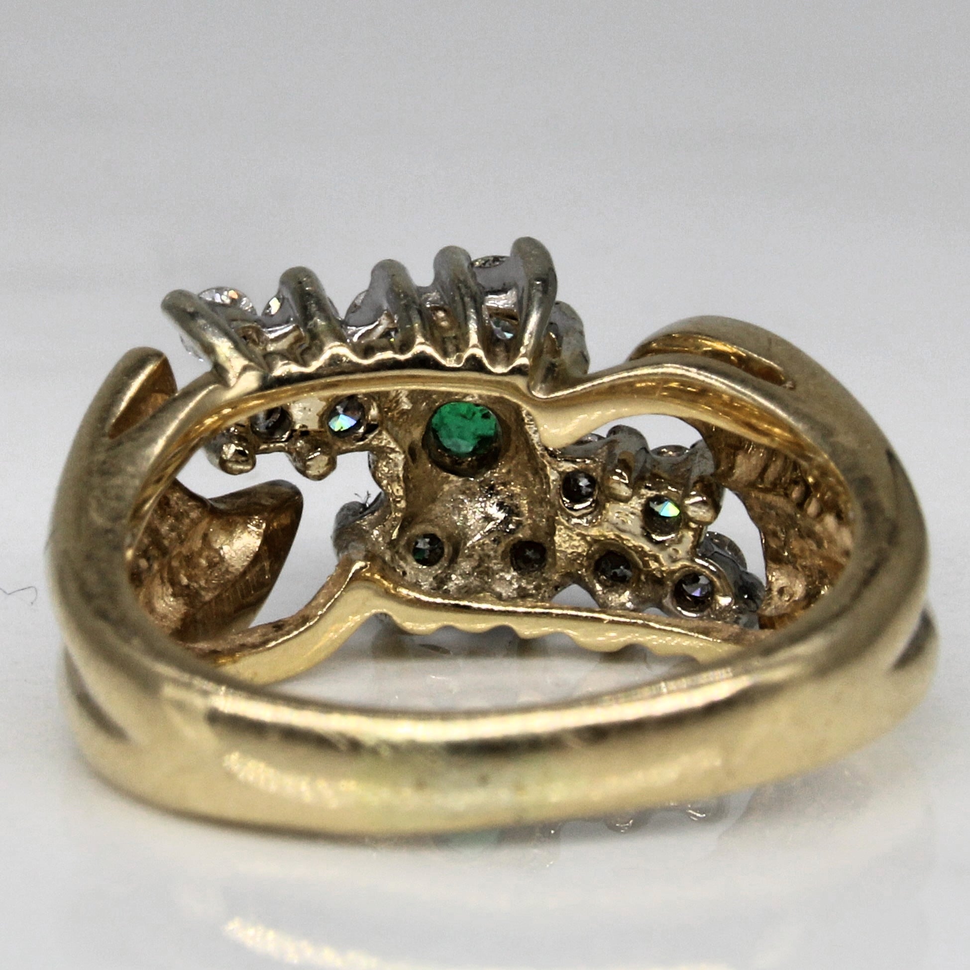 Diamond & Emerald Bypass Cascade Ring | 0.35ctw, 0.10ct | SZ 4 |