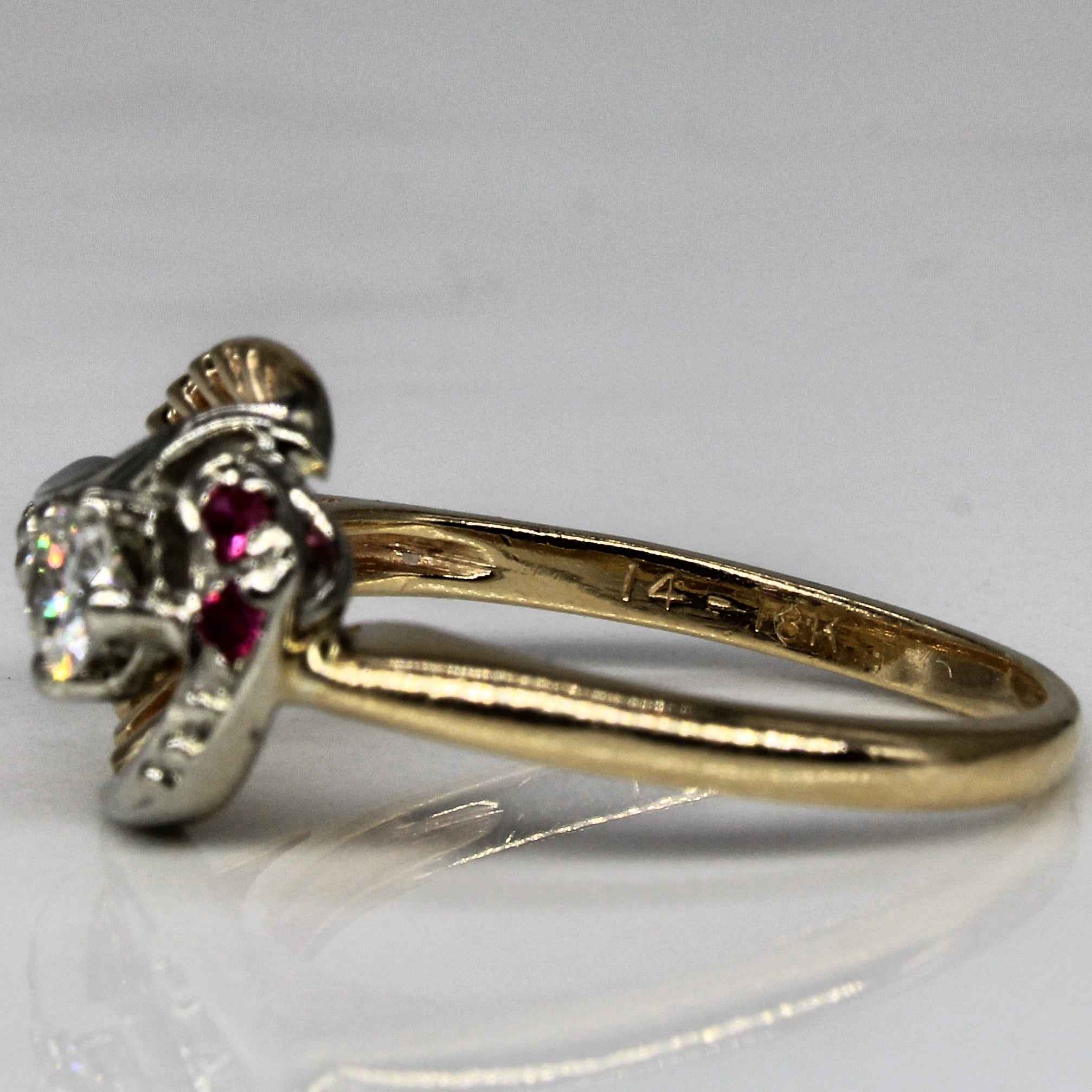 Unique Diamond & Synthetic Ruby Ring | 0.14ct, 0.07ctw | SZ 4.5 |