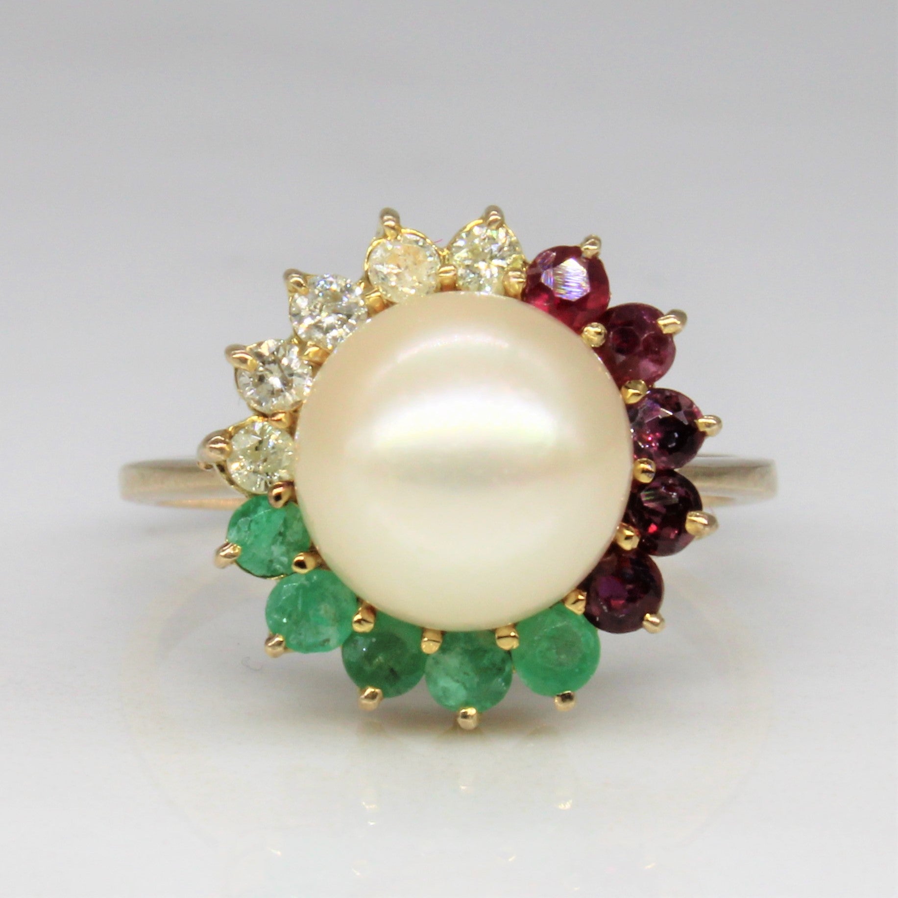 Multi Gem Halo Cocktail Ring | 0.30ctw, 0.10ctw | SZ 4 |