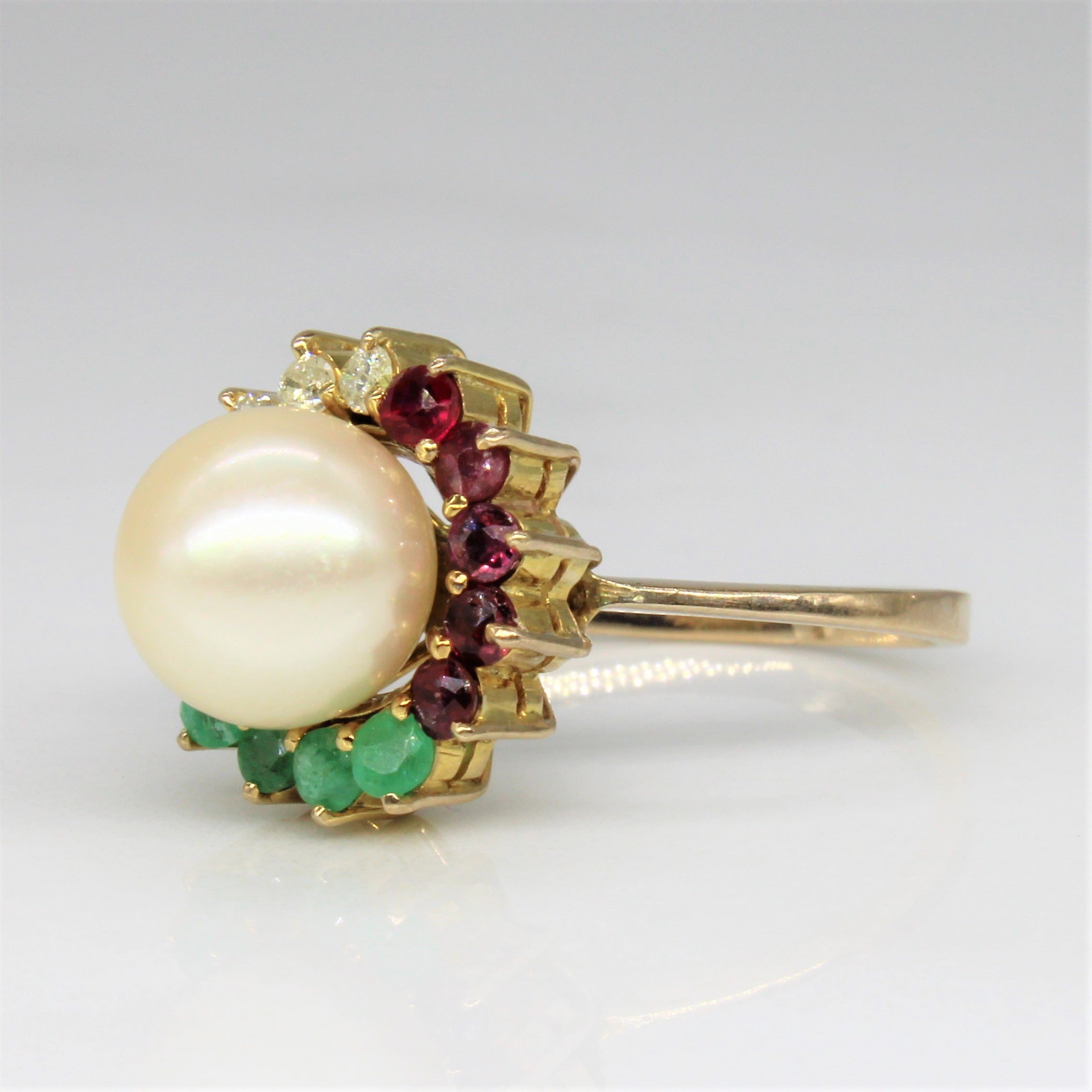Multi Gem Halo Cocktail Ring | 0.30ctw, 0.10ctw | SZ 4 |