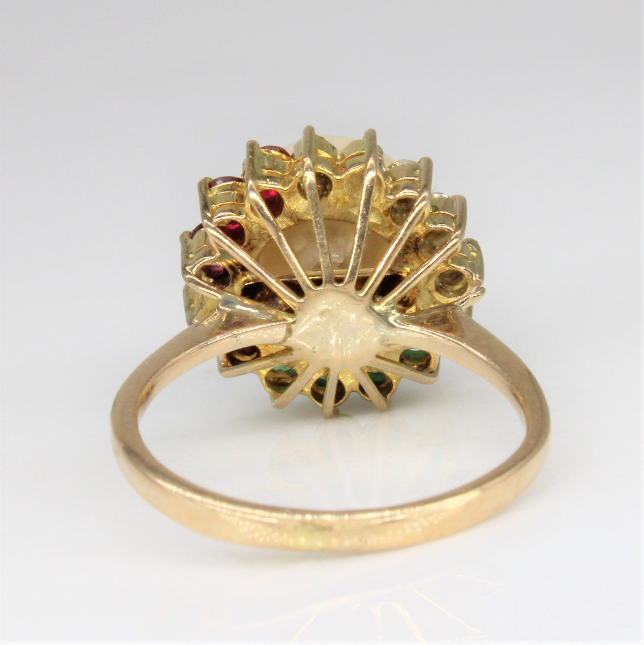 Multi Gem Halo Cocktail Ring | 0.30ctw, 0.10ctw | SZ 4 |