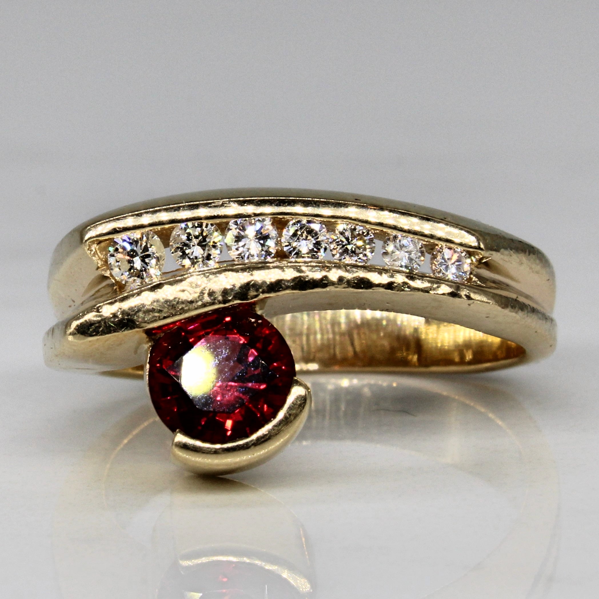 Synthetic Ruby & Natural Diamond Accented Ring | 0.80ct, 0.19ctw | SZ 7