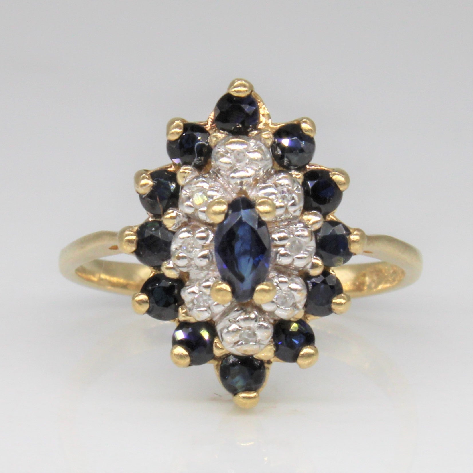 Sapphire & Diamond Marquise Shaped Cluster Ring | 0.75ctw, 0.04ctw | SZ 5.5 |