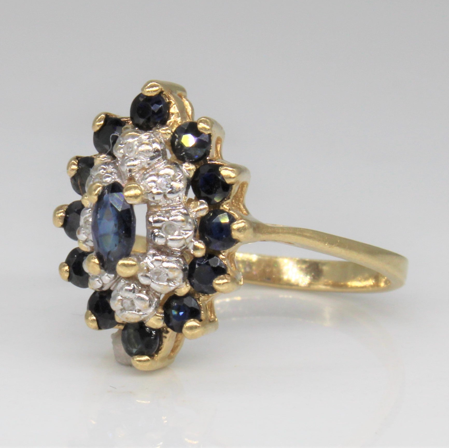 Sapphire & Diamond Marquise Shaped Cluster Ring | 0.75ctw, 0.04ctw | SZ 5.5 |