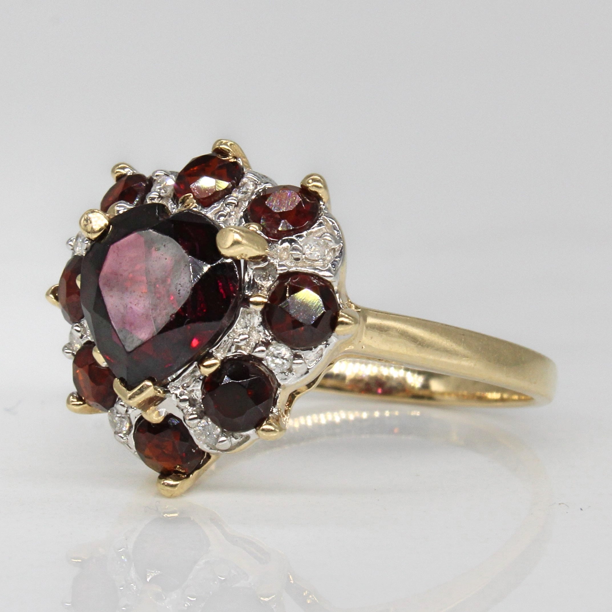 Garnet & Diamond Heart Ring | 2.66ctw, 0.04ctw | SZ 7.5 |