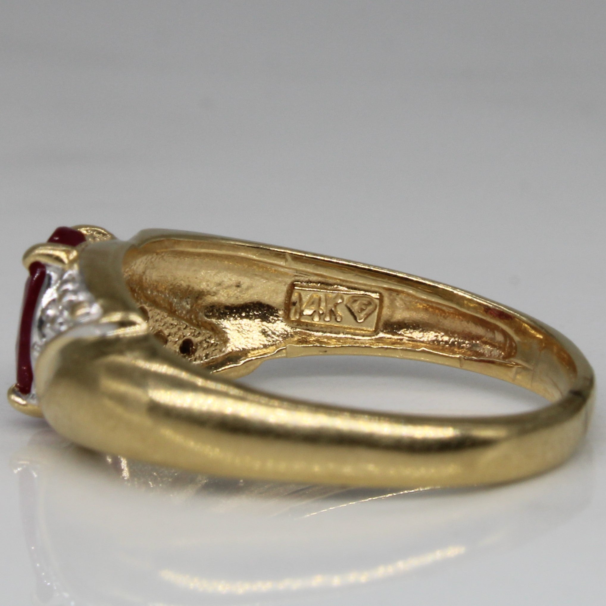 Synthetic Ruby & Diamond Cocktail Ring | 0.65ct, 0.05ctw | SZ 6 |
