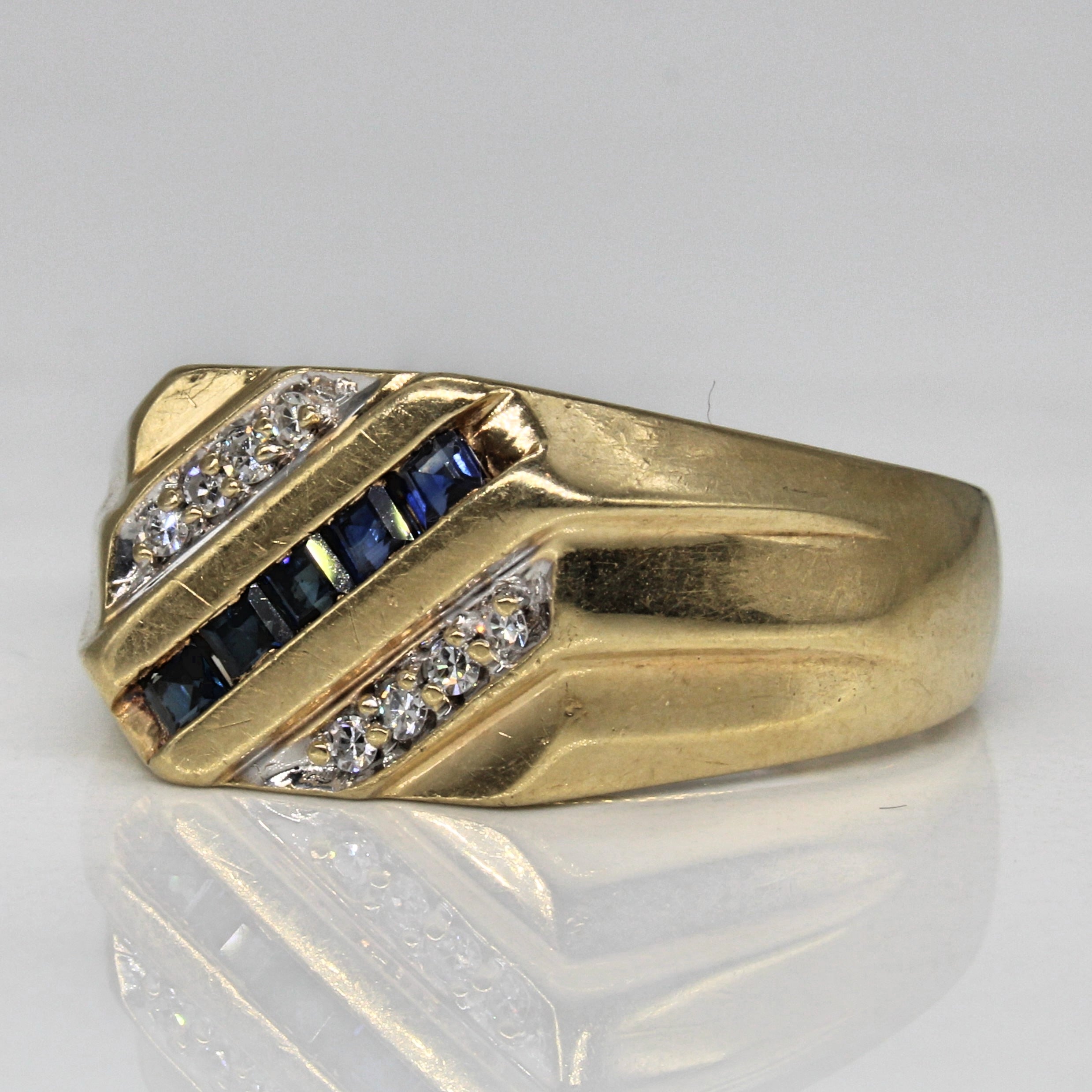 Diagonal Set Sapphire & Diamond Ring | 0.50ctw, 0.15ctw | SZ 12 |