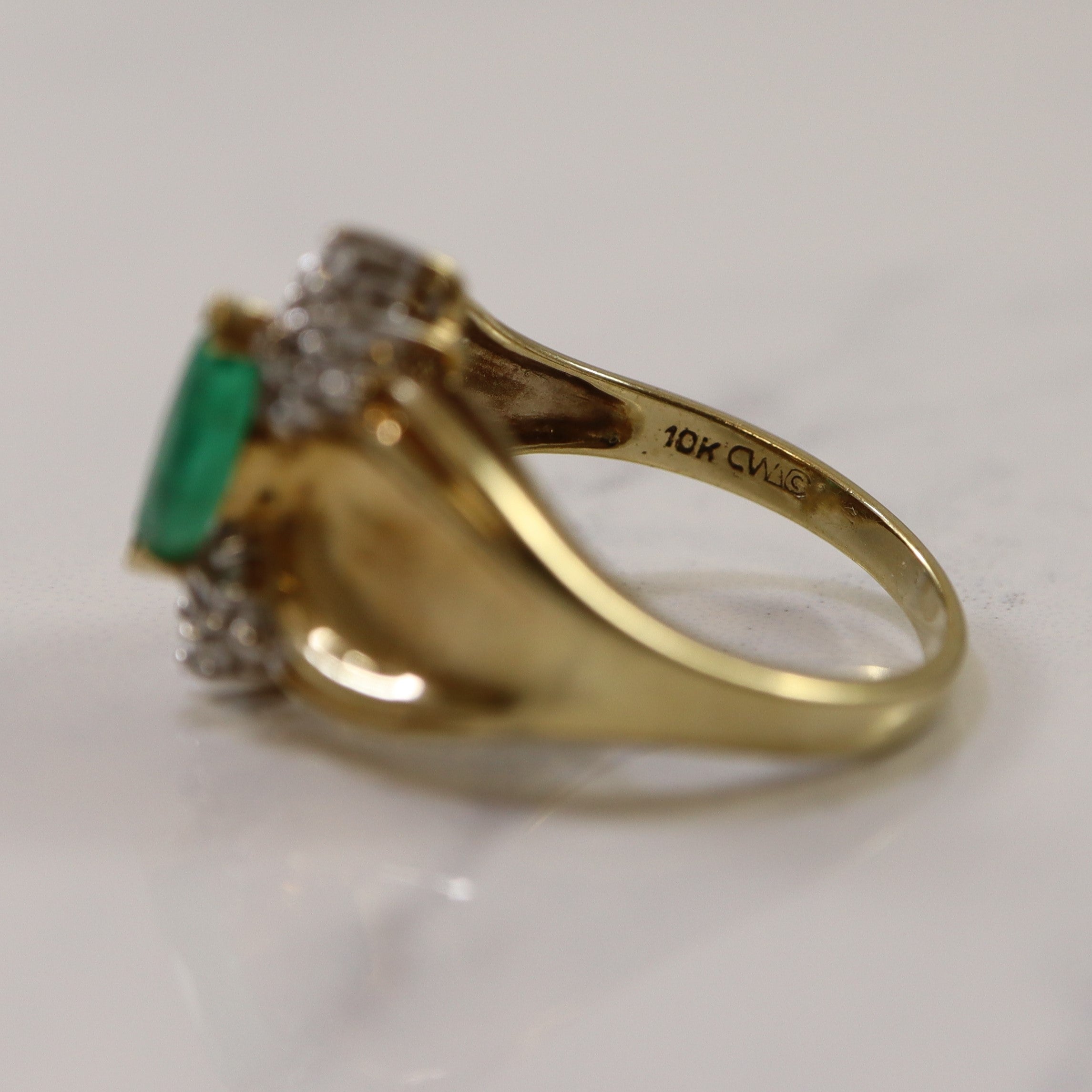 Marquise Emerald & Diamond Tapered Ring | 0.12ctw, 0.40ct | SZ 6.75 |