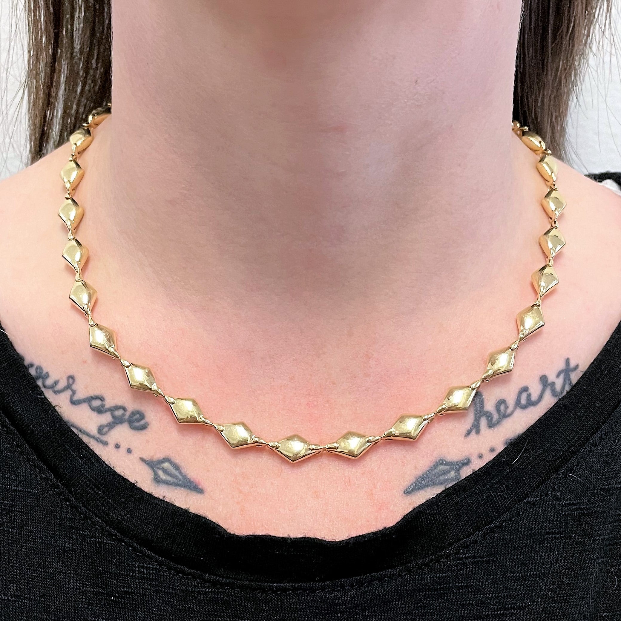 Puffed Chevron Link Necklace | 18" |