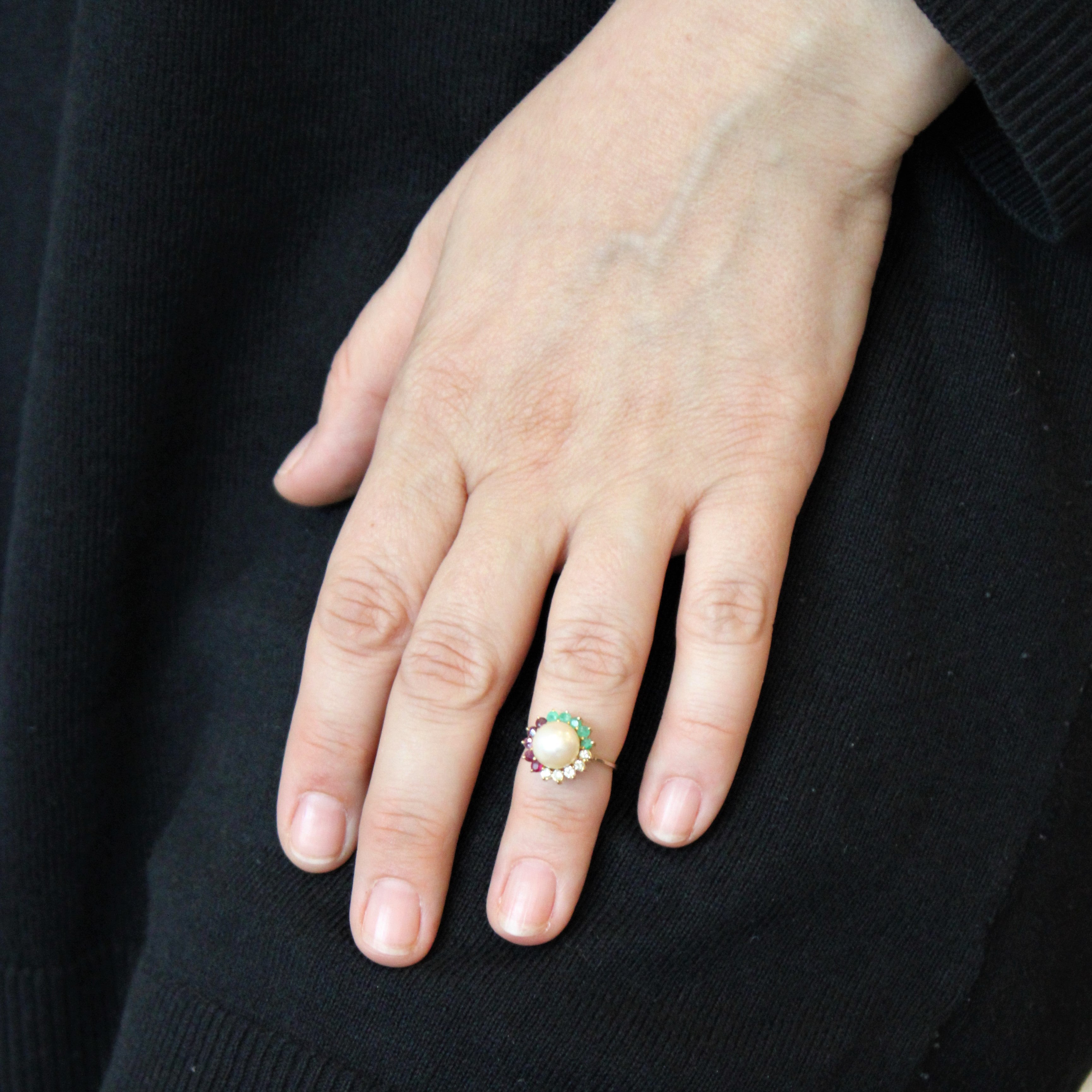 Multi Gem Halo Cocktail Ring | 0.30ctw, 0.10ctw | SZ 4 |