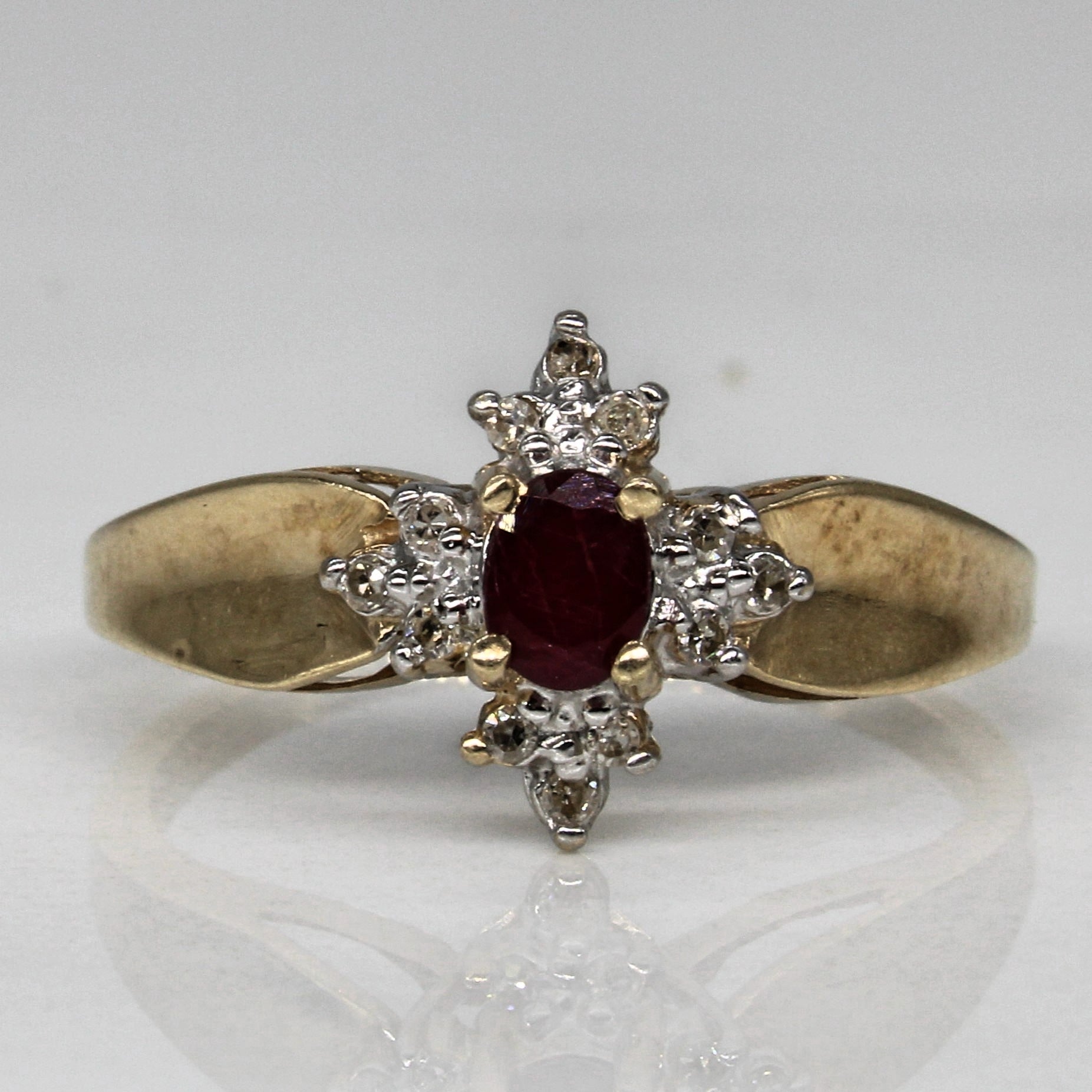 Glass Filled Ruby & Diamond Ring | 0.18ct, 0.05ctw | SZ 6.5 |