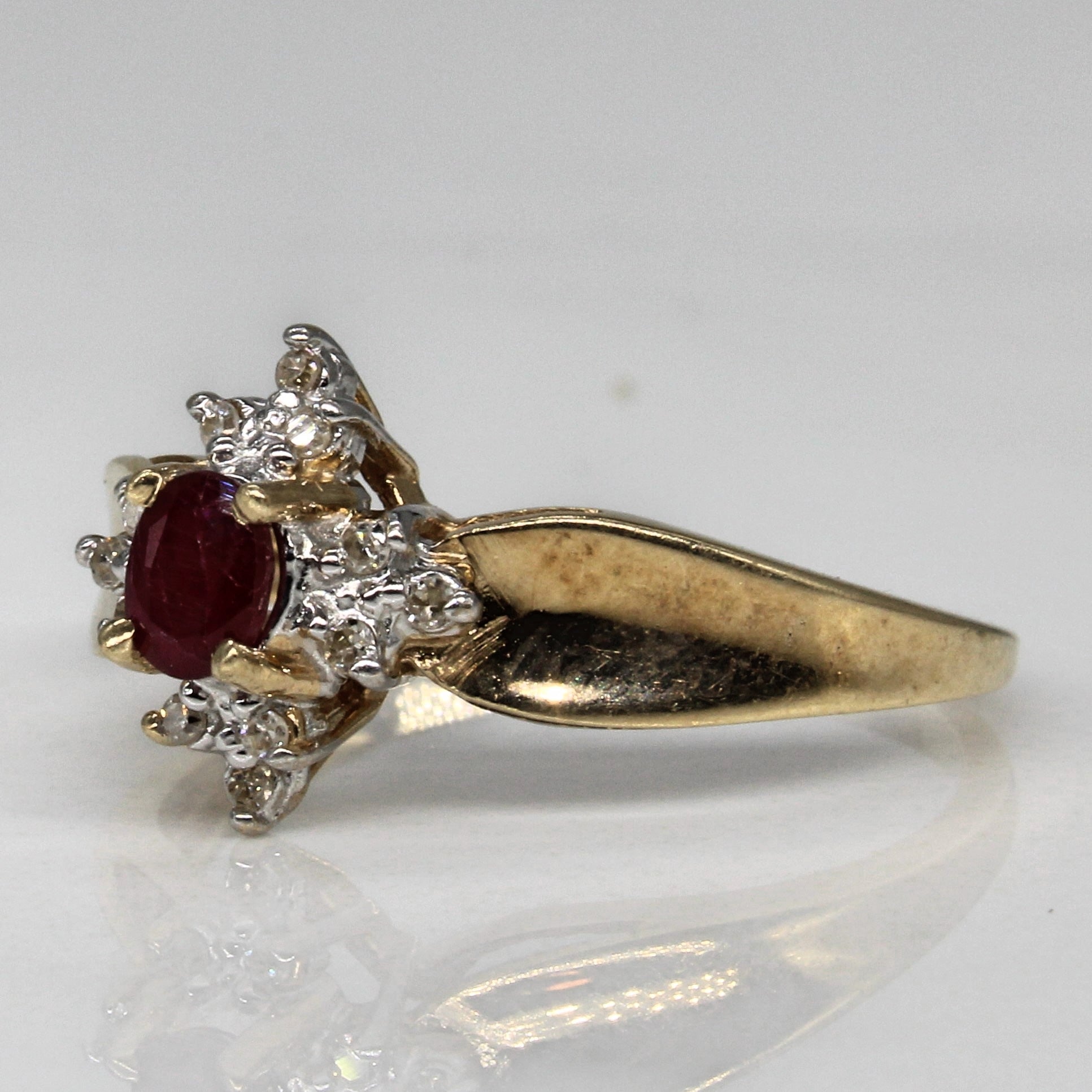Glass Filled Ruby & Diamond Ring | 0.18ct, 0.05ctw | SZ 6.5 |