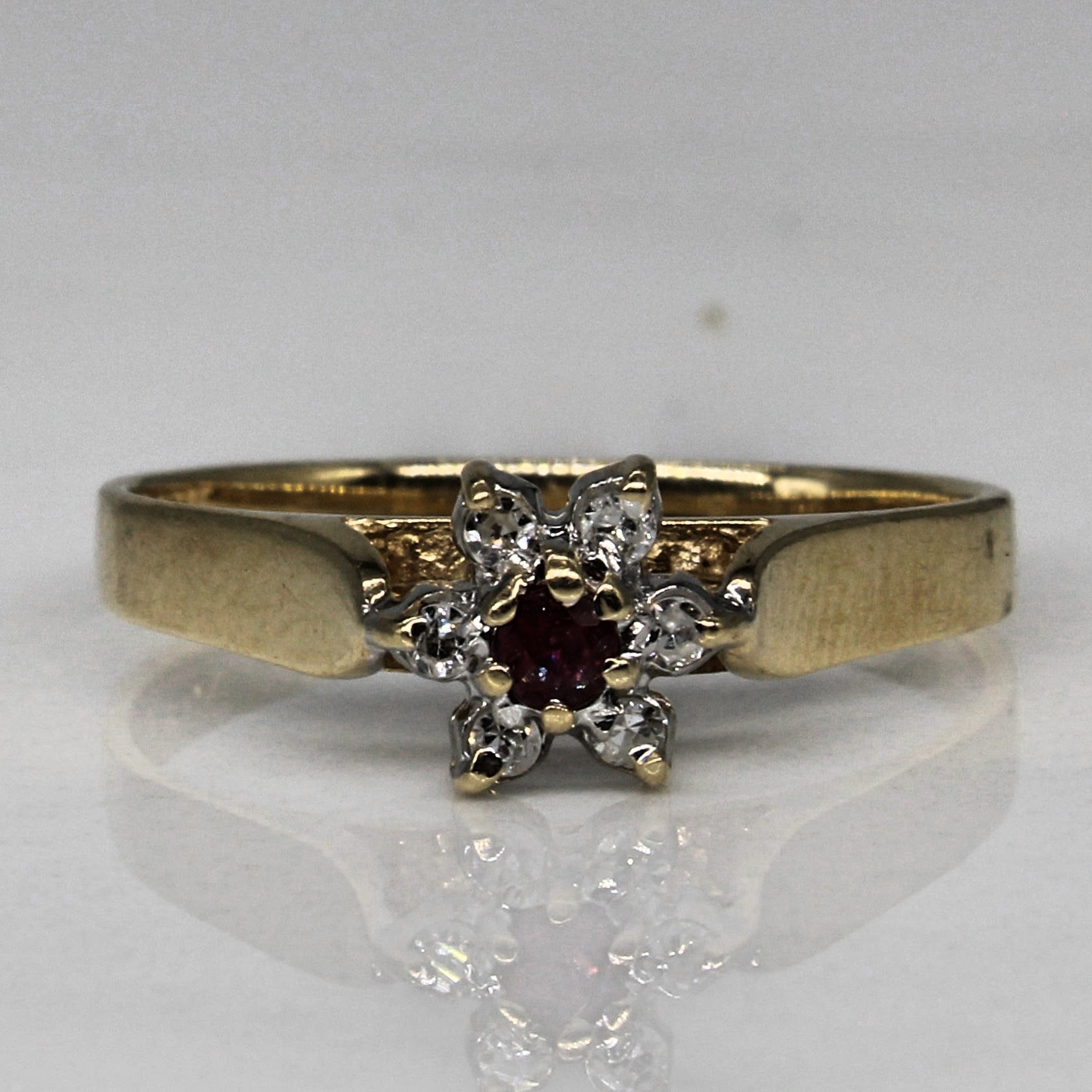 Synthetic Ruby & Diamond Ring | 0.04ct, 0.03ctw | SZ 5.75 |