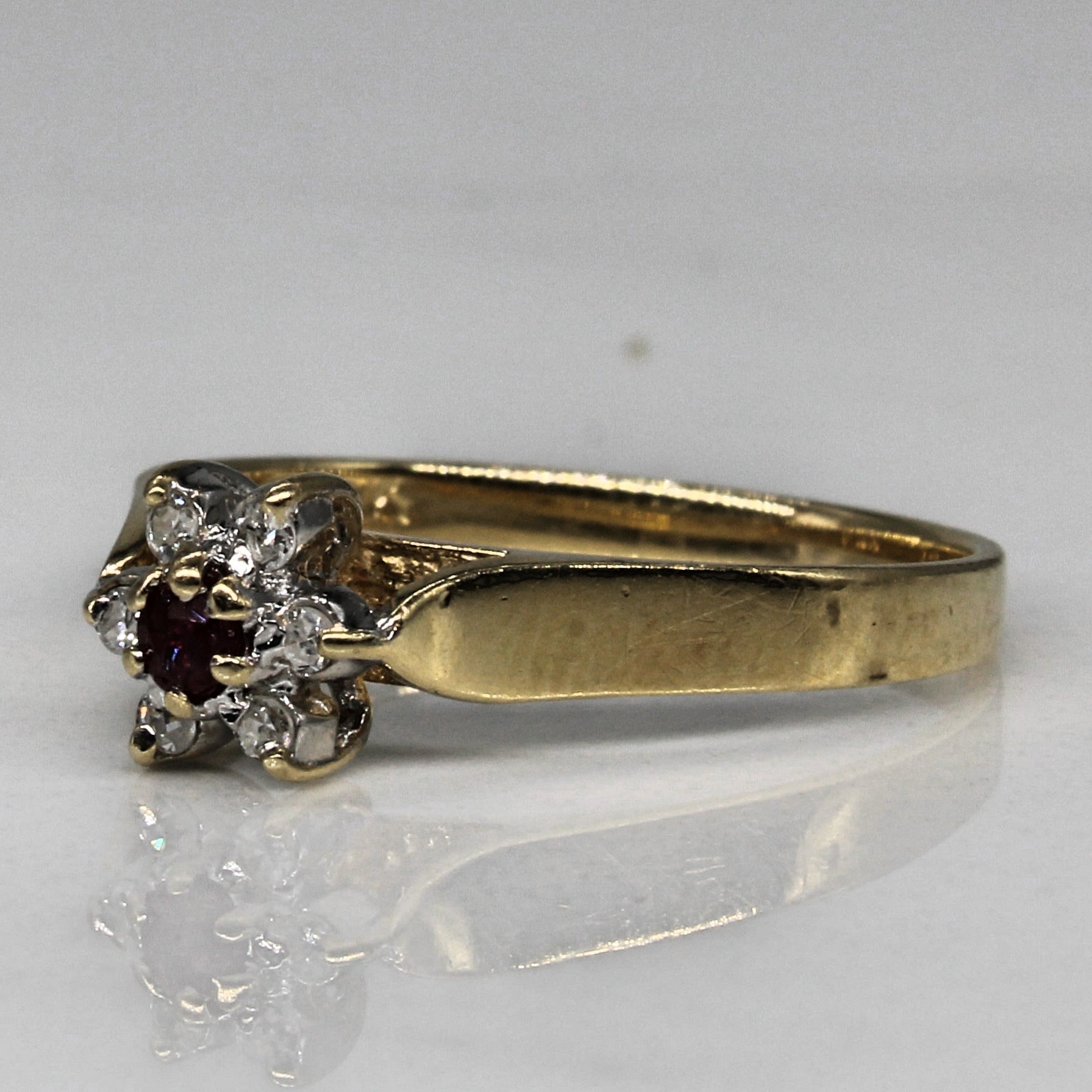 Synthetic Ruby & Diamond Ring | 0.04ct, 0.03ctw | SZ 5.75 |