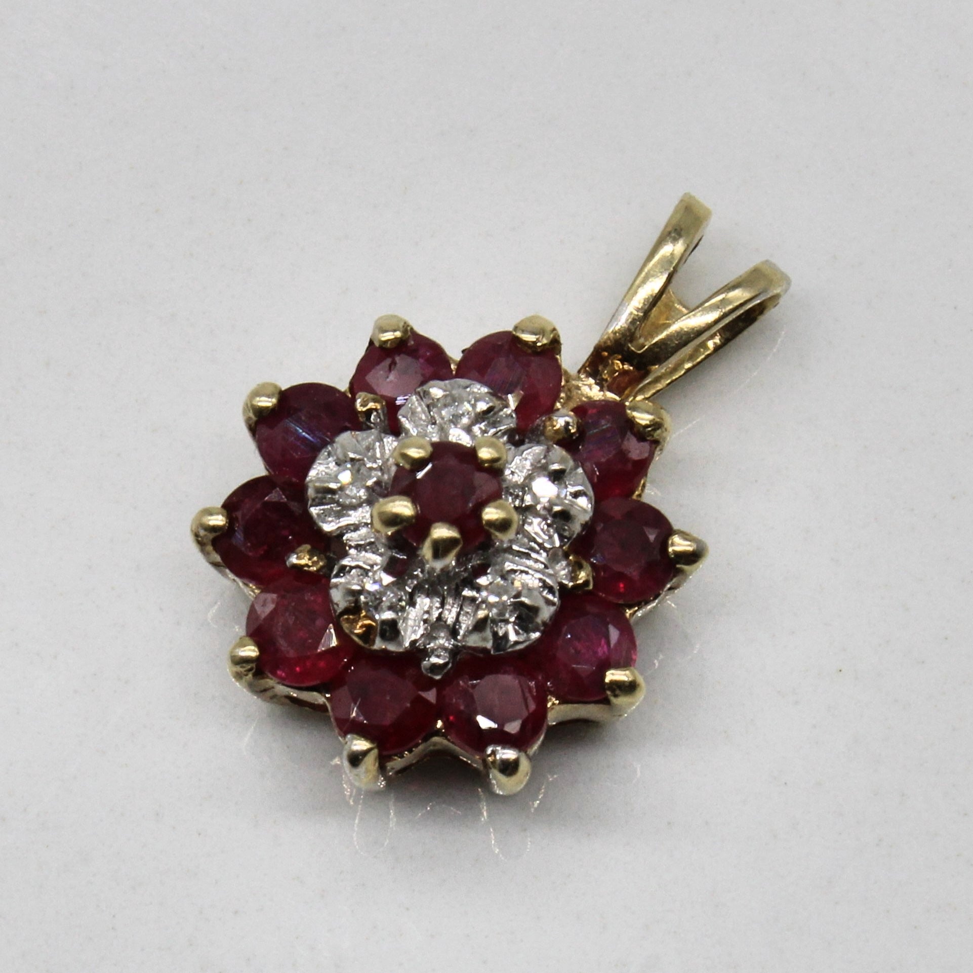 Synthetic Ruby & Diamond Pendant | 0.75ctw, 0.02ctw |